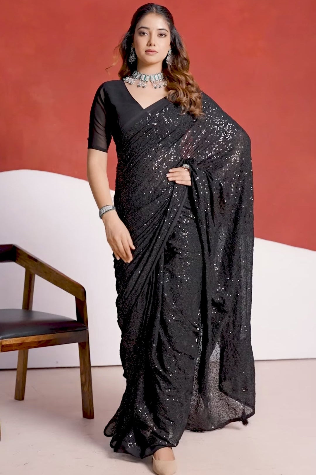 Kaala Noor Embroidered Georgette Saree
