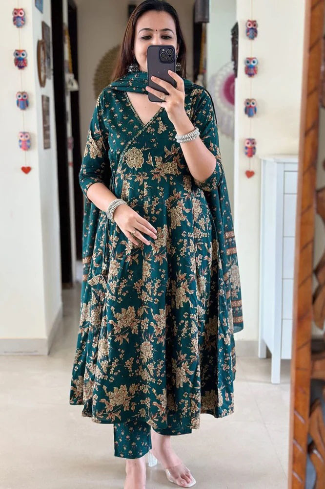 Anarkali kurta set with Angrakha style with side dori attached heavy Tassel