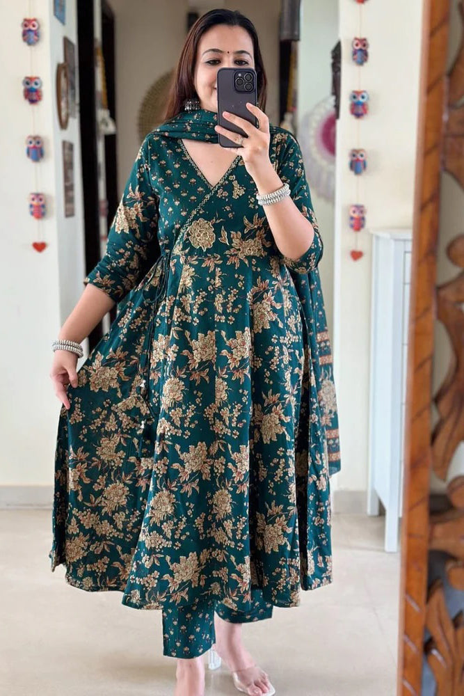 Anarkali kurta set with Angrakha style with side dori attached heavy Tassel