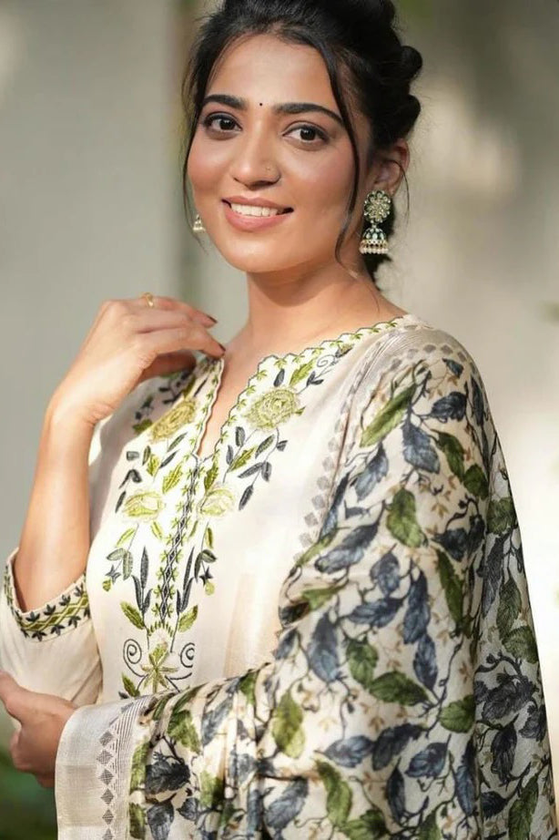 Comfort Elegance Cotton Slub Kurta 3pc Set