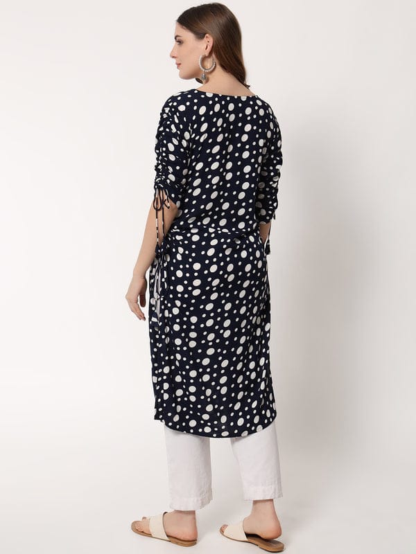 Polka Dots Straight Kurti in Black