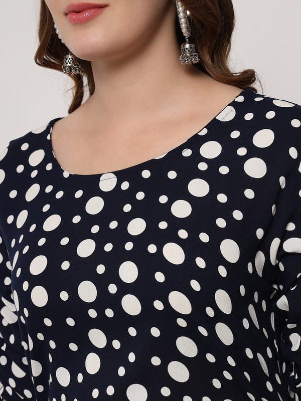 Polka Dots Straight Kurti in Black