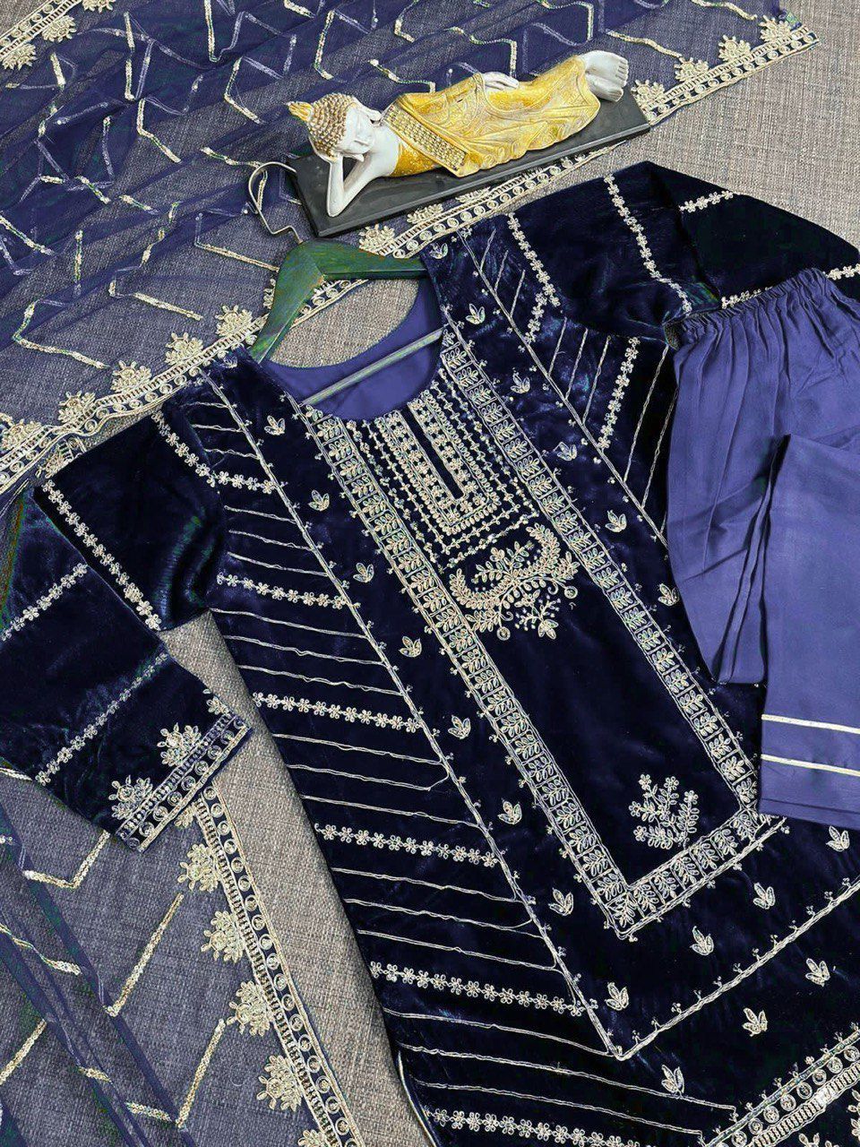 Royal Velvet Charm - Winter Cording Sequence Embroidery Suit