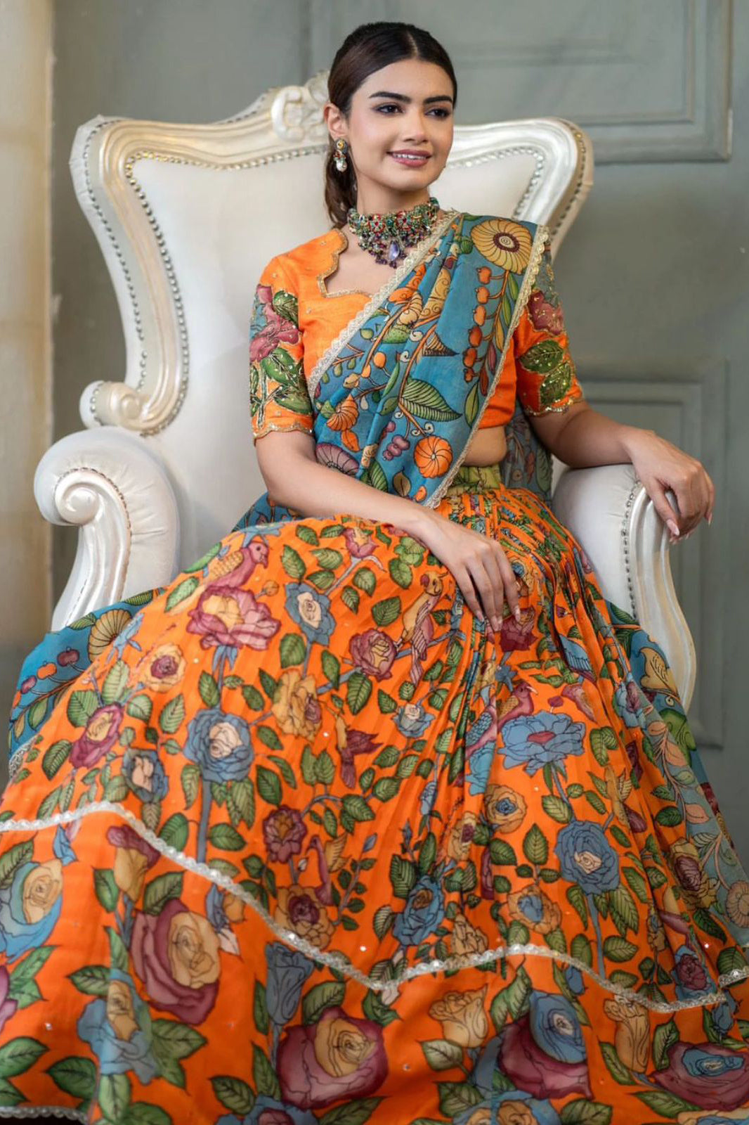 Rangmayi Kalamkari Print Lehenga Choli Set