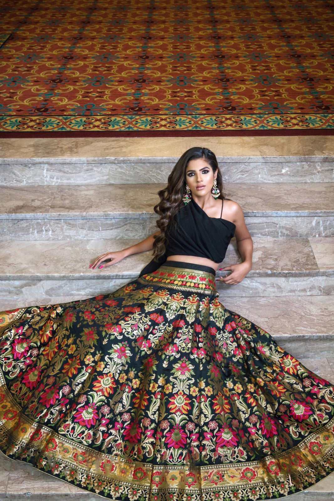 Midnight Elegance Banarasi Lehenga Set