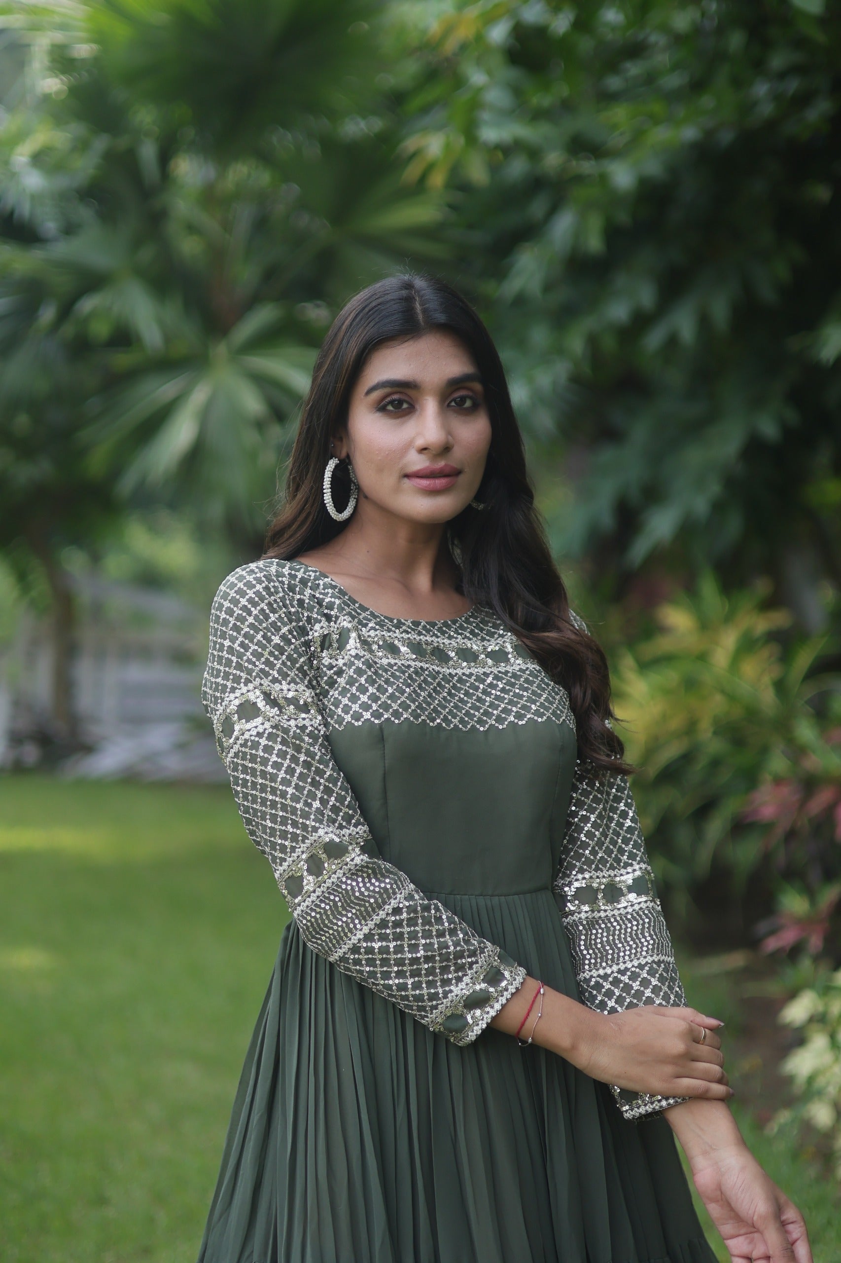 Ethereal Zari Sequins Designer Gown