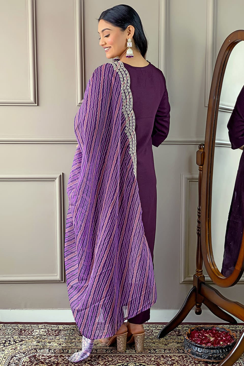 Viscose Silk Kurti Pant & Dupatta Set