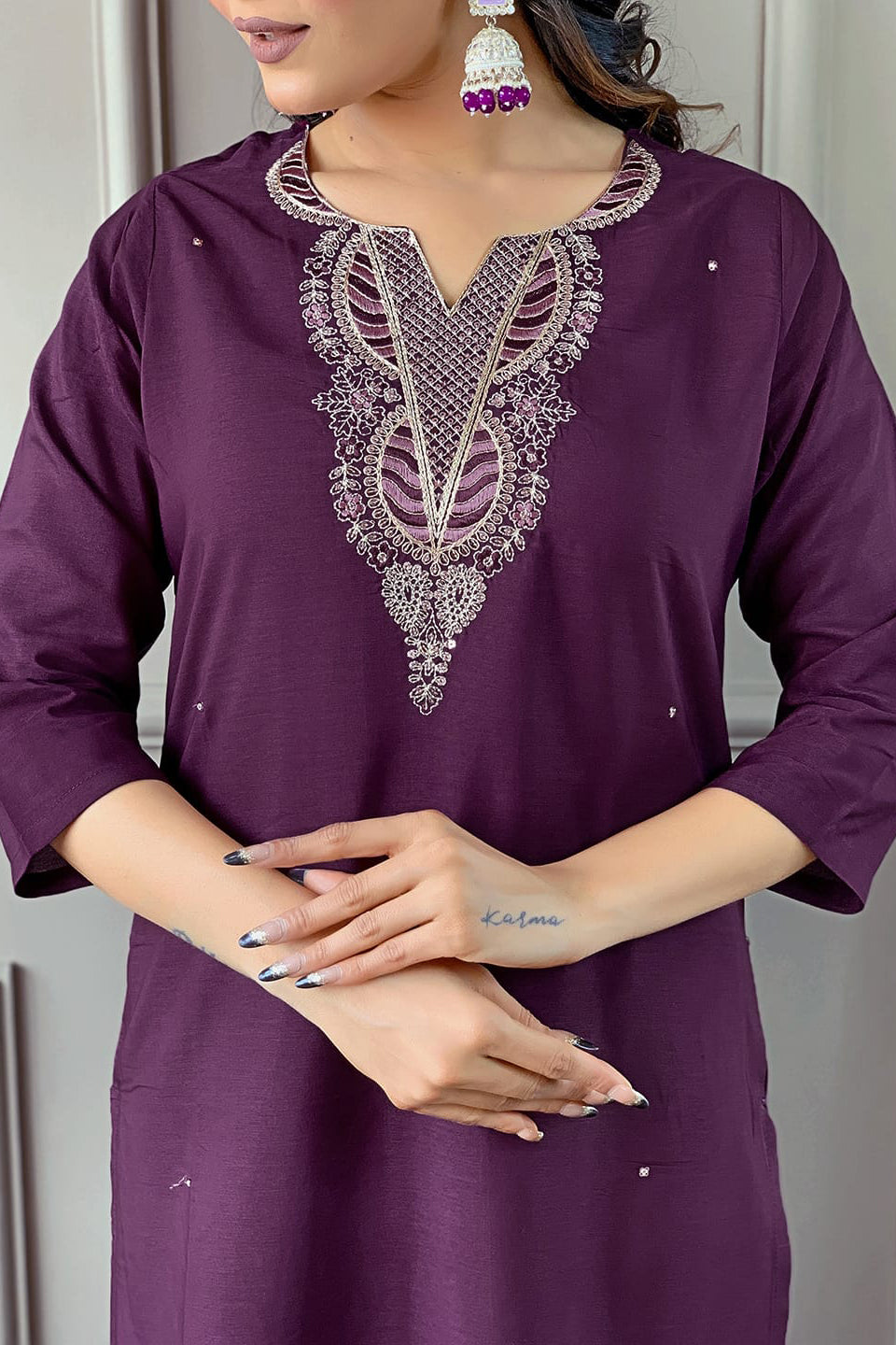 Viscose Silk Kurti Pant & Dupatta Set