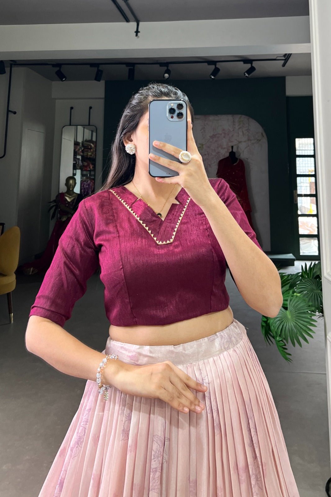 Neelkamal Rose Gold Floral Cotton Silk Gown