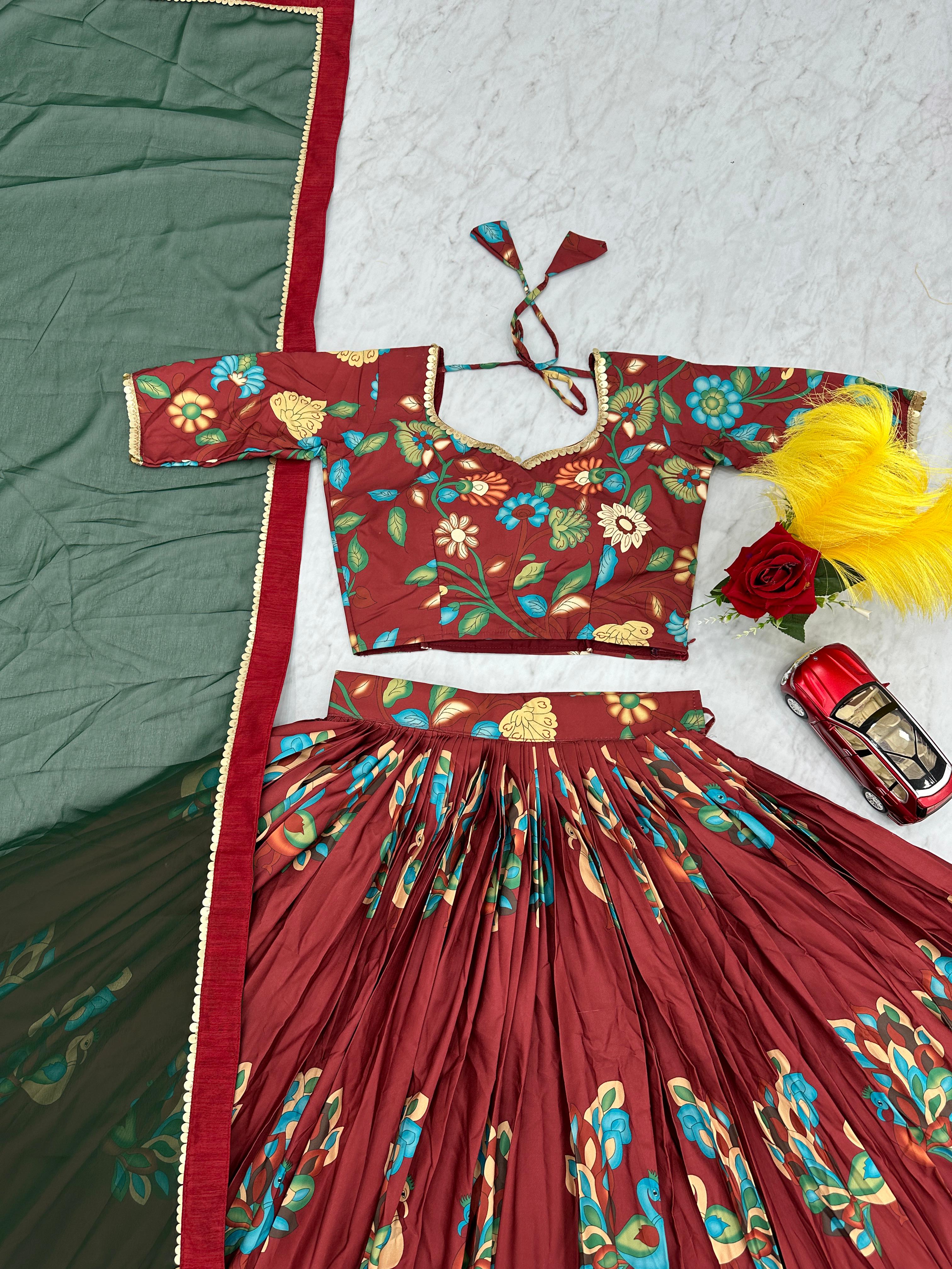 Saanjh Brown Kalamkari Festive Lehenga Choli