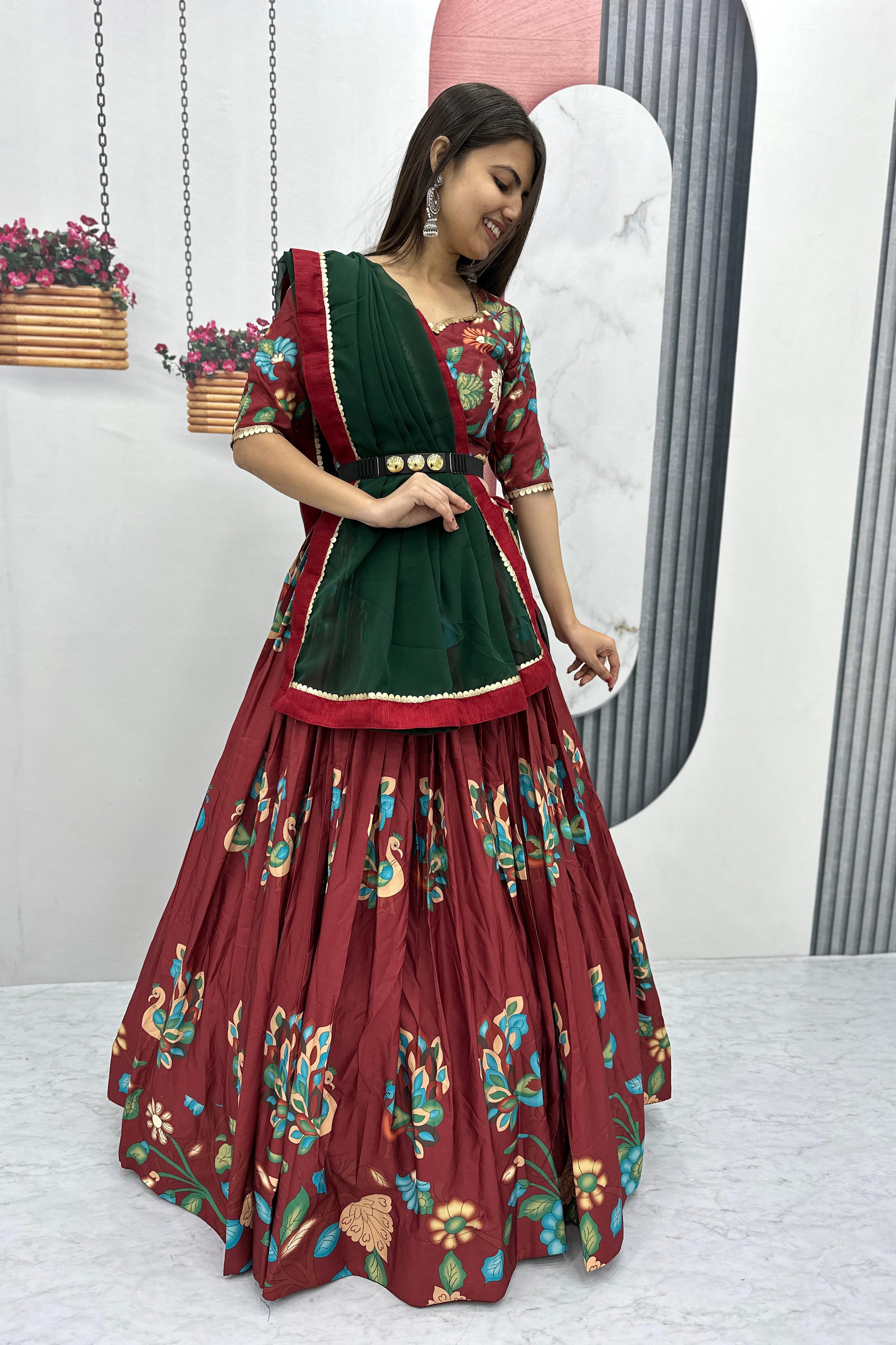 Saanjh Brown Kalamkari Festive Lehenga Choli