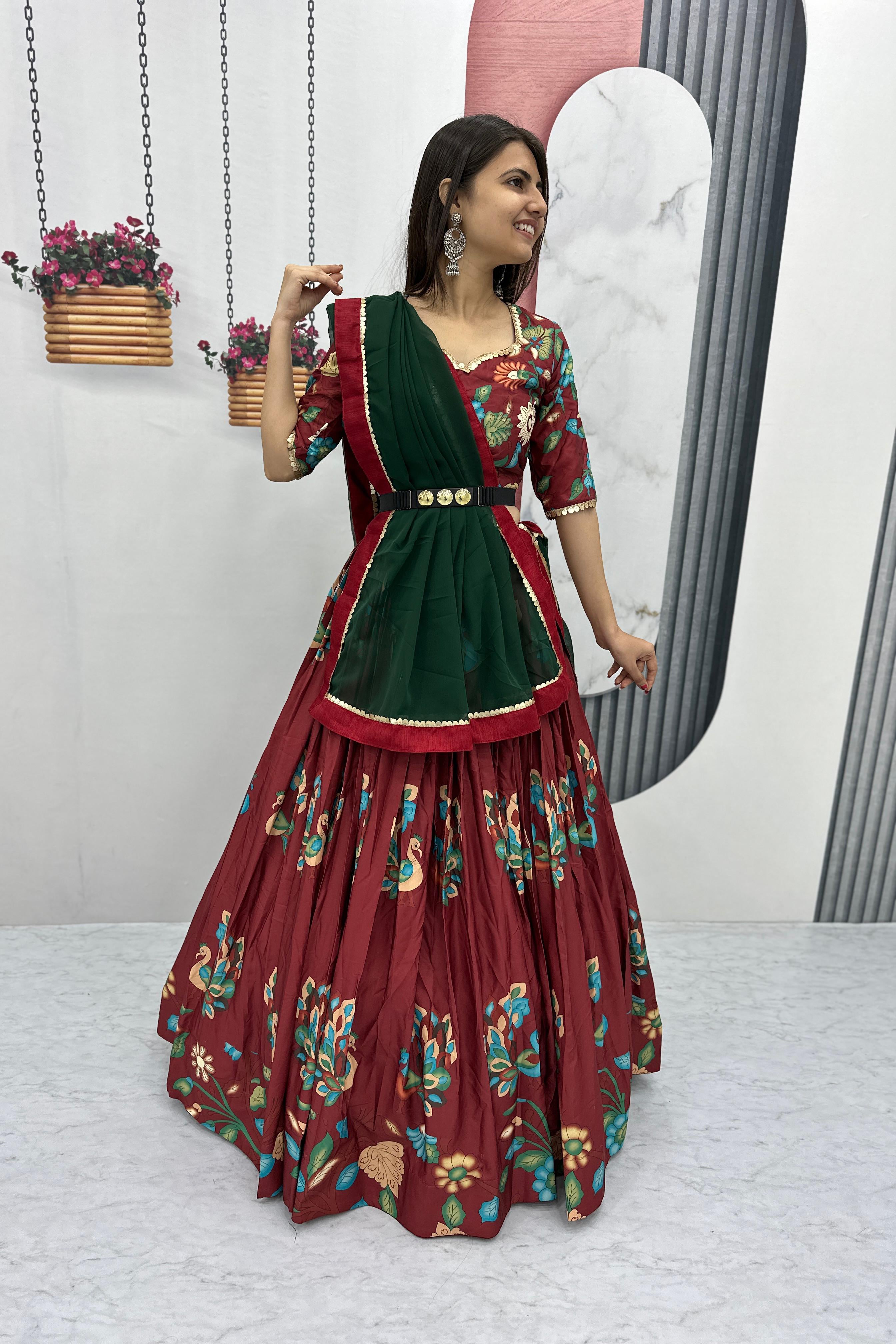 Saanjh Brown Kalamkari Festive Lehenga Choli