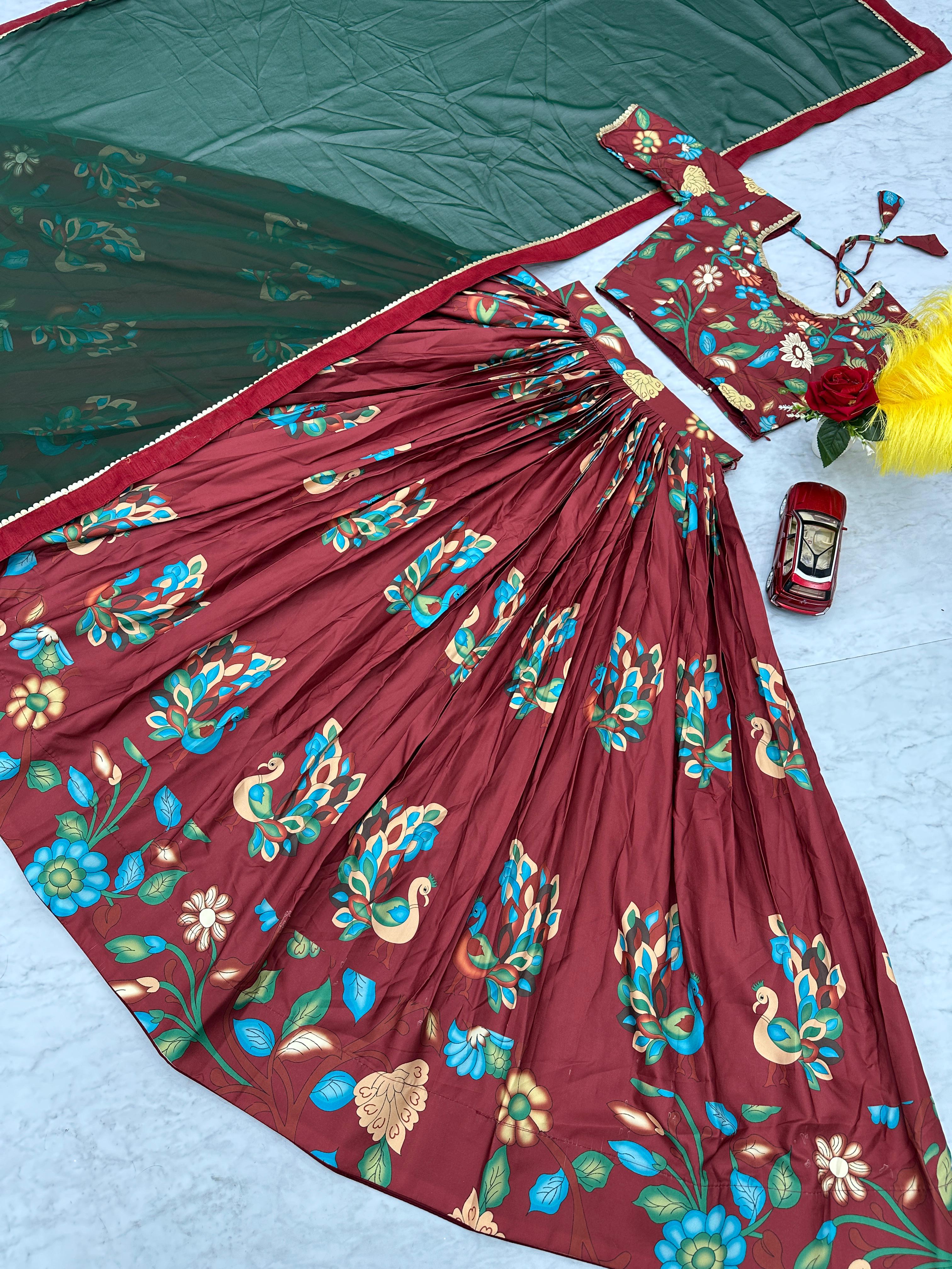 Saanjh Brown Kalamkari Festive Lehenga Choli