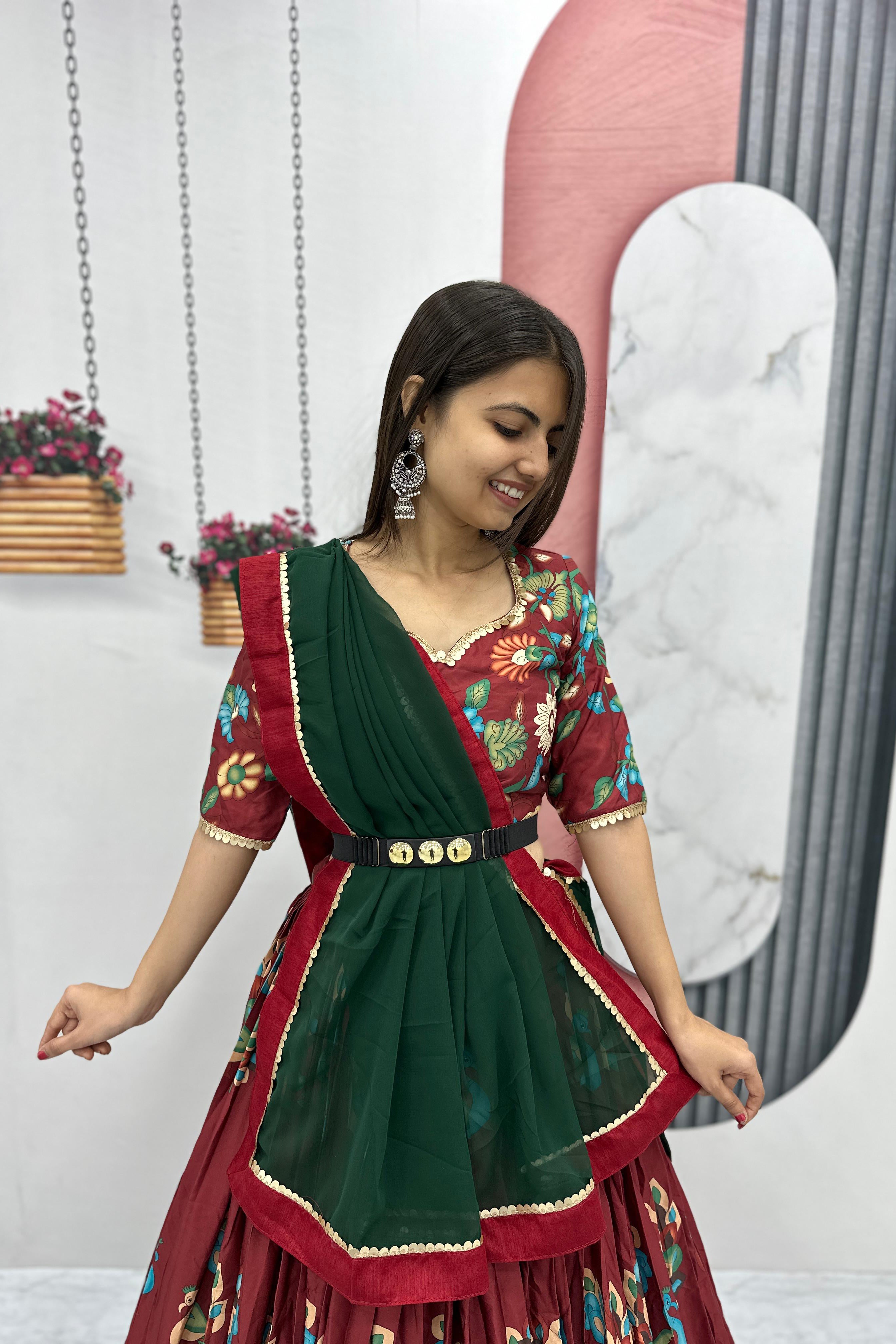 Saanjh Brown Kalamkari Festive Lehenga Choli