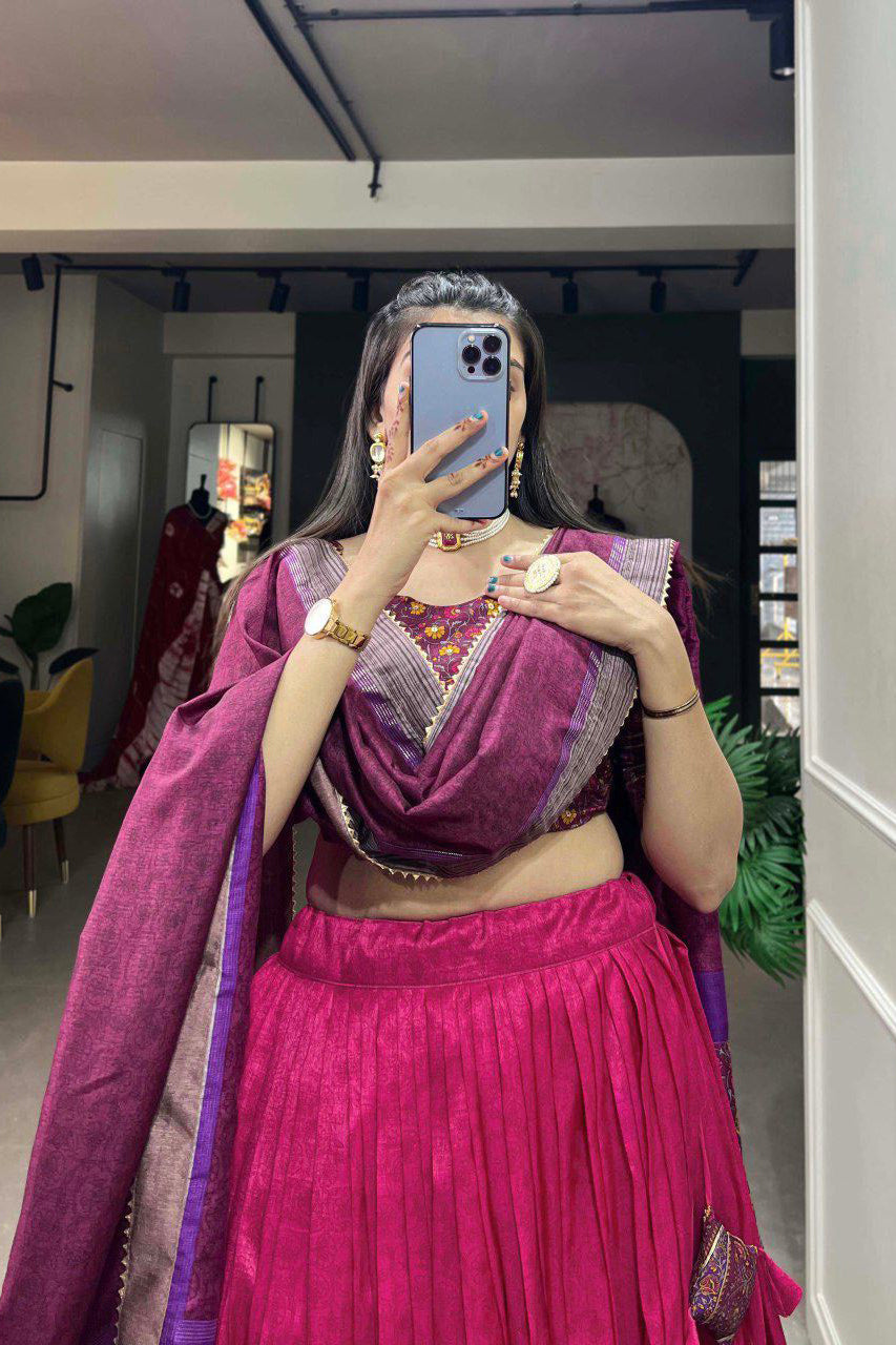 Kashmira Pink Tussar Silk Lehenga Choli Set