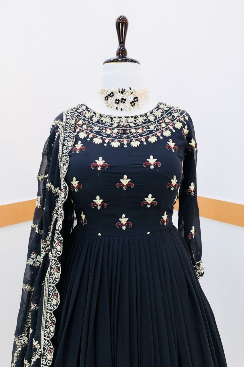 Midnight Luxe Georgette Sequins Embroidered Gown