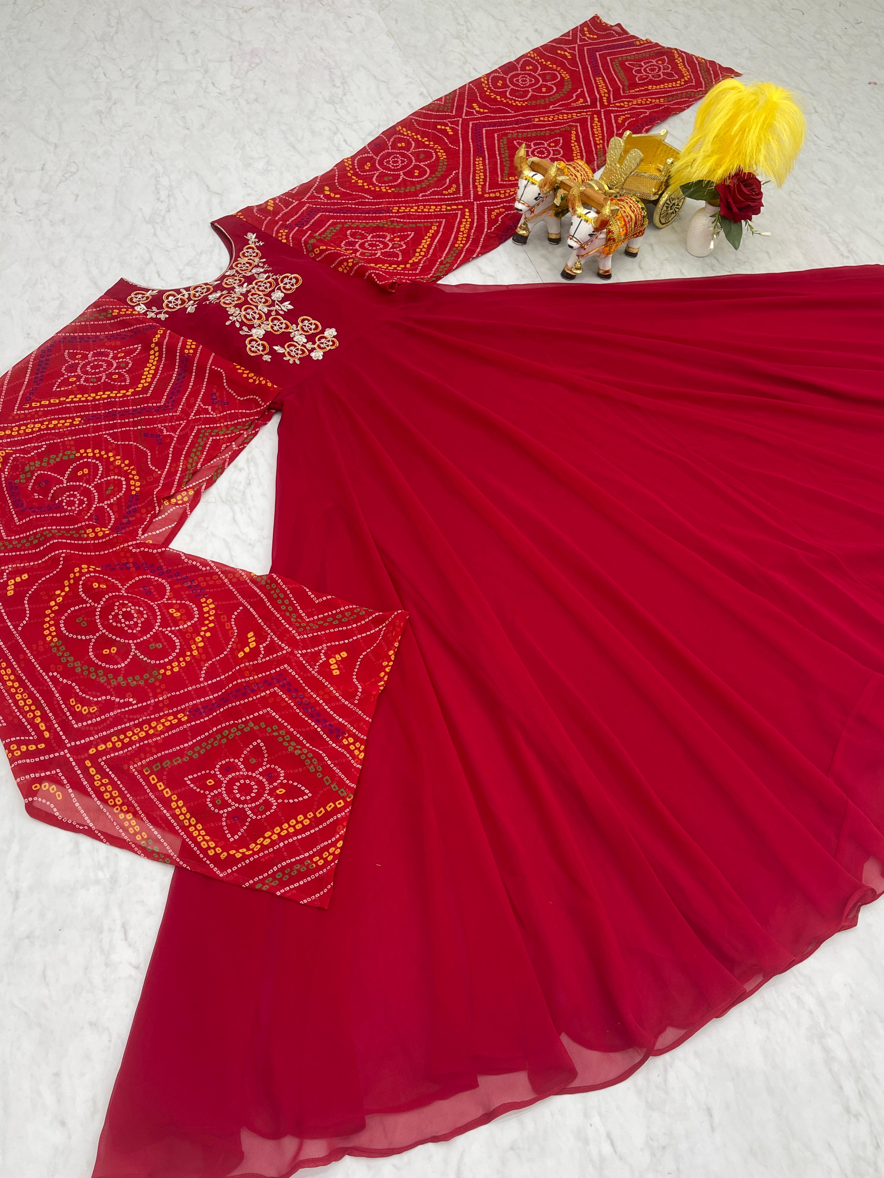 Elegance Bandhej Long Gown