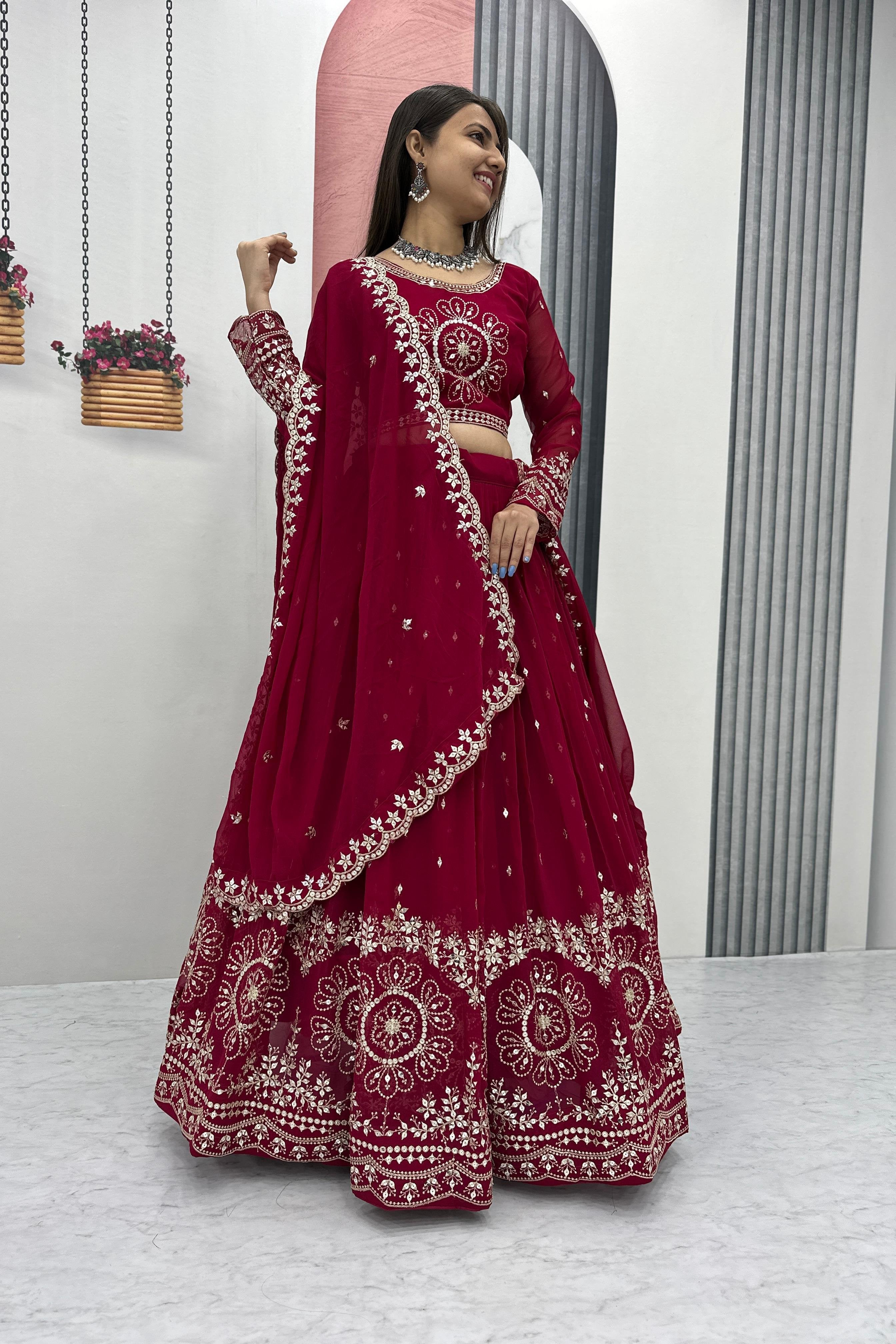 Zaraaya Red Embroidered Lehenga Choli