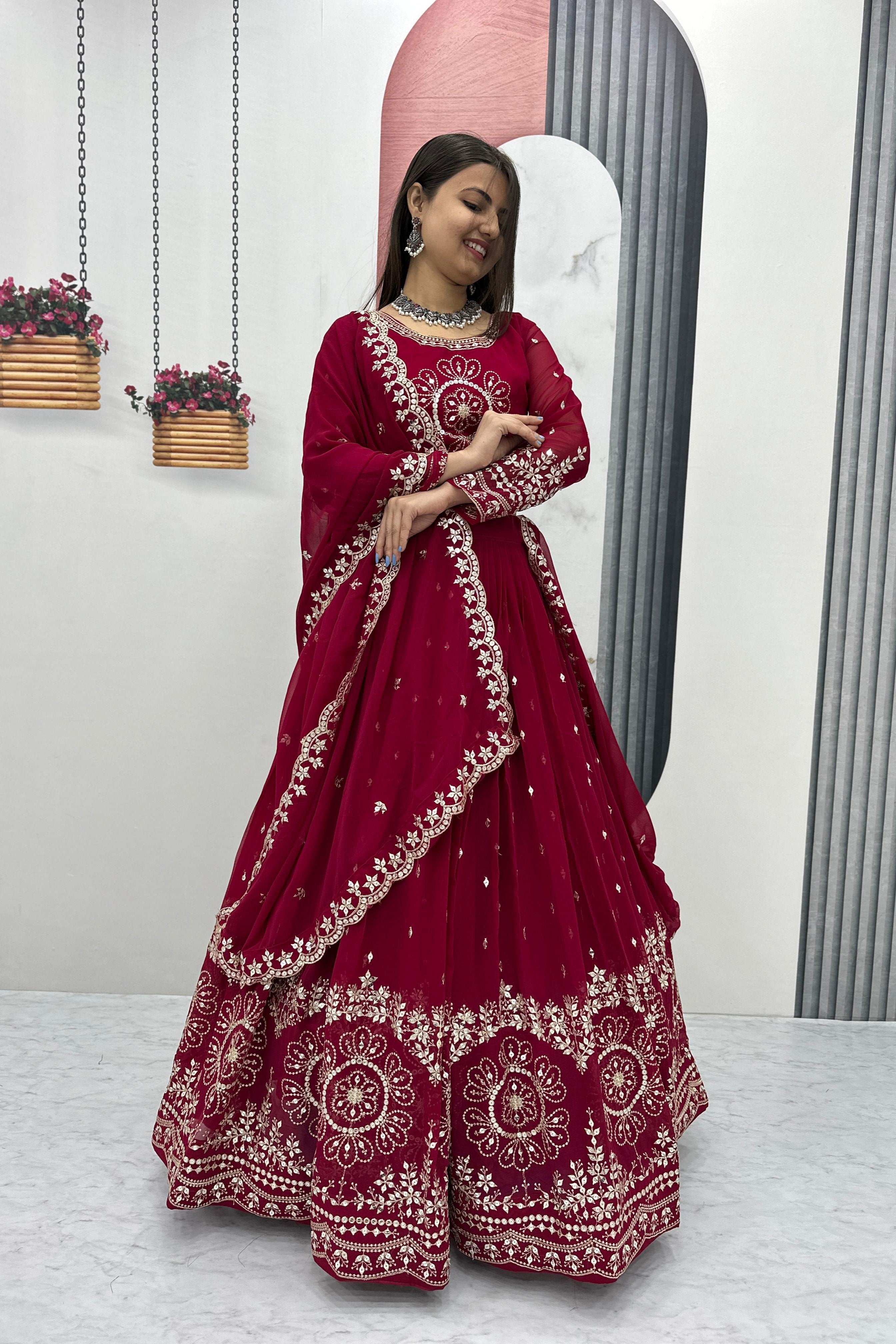 Zaraaya Red Embroidered Lehenga Choli