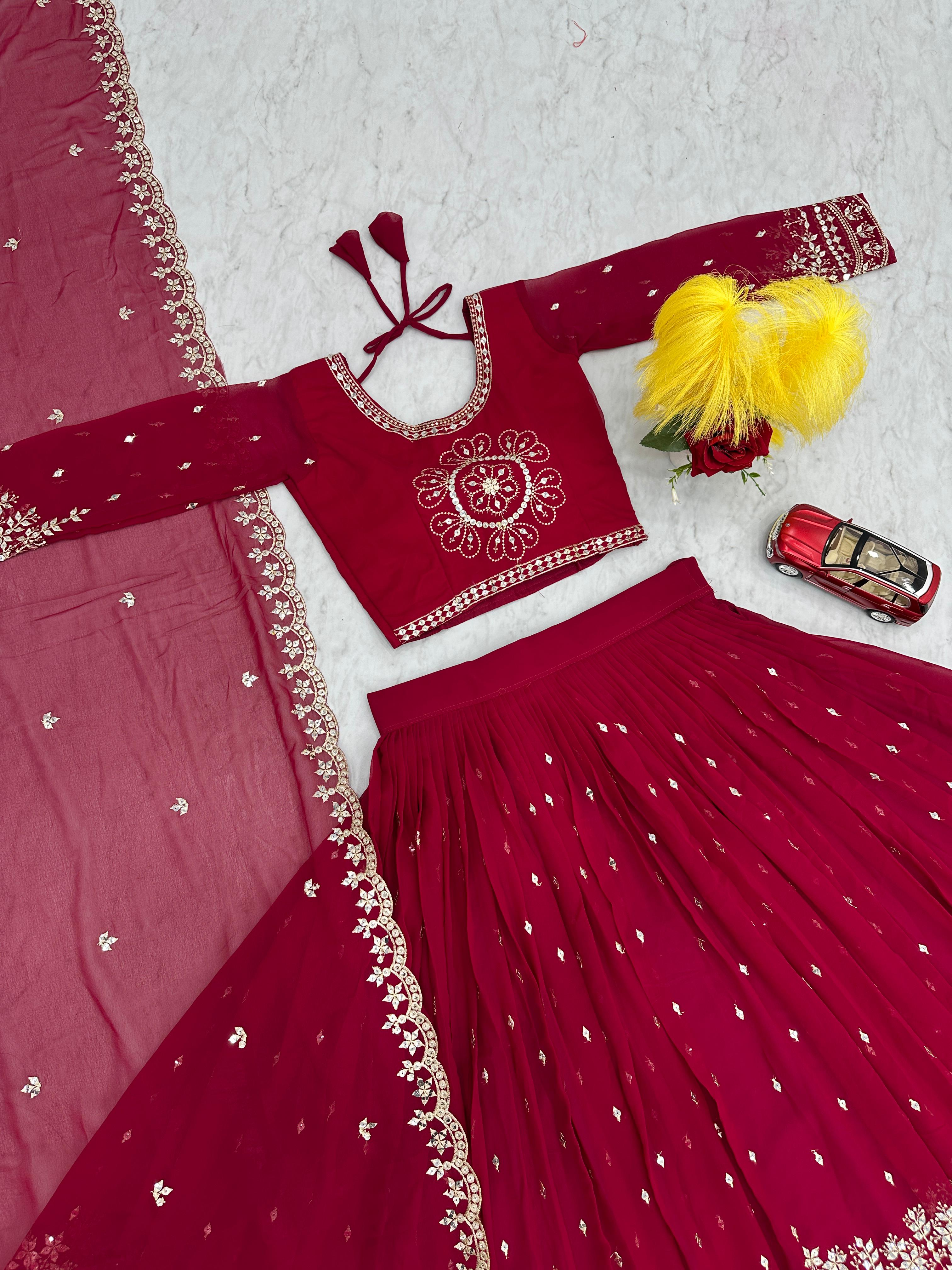 Zaraaya Red Embroidered Lehenga Choli