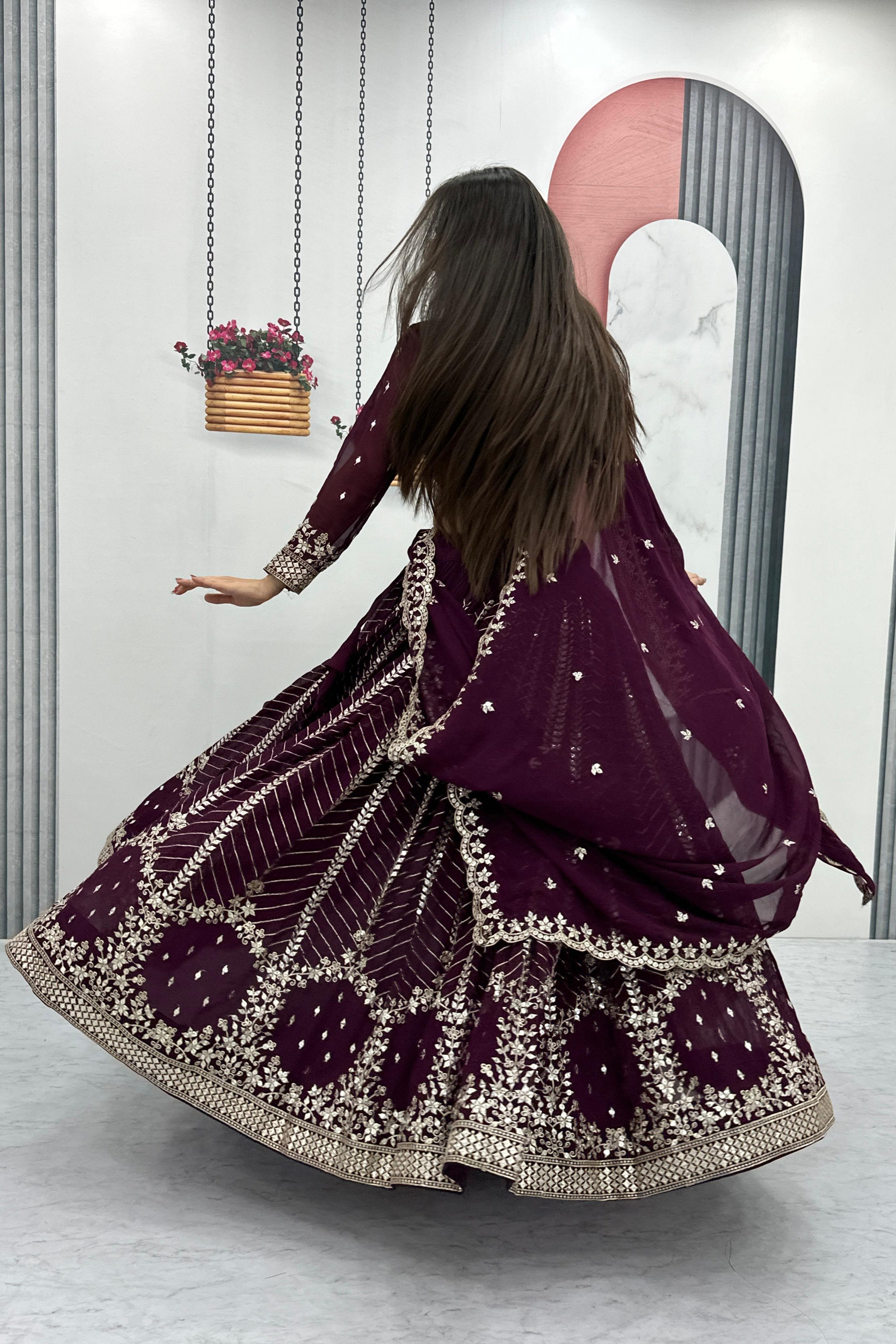 Purple Embroidered Lehenga Choli with Sequence Work
