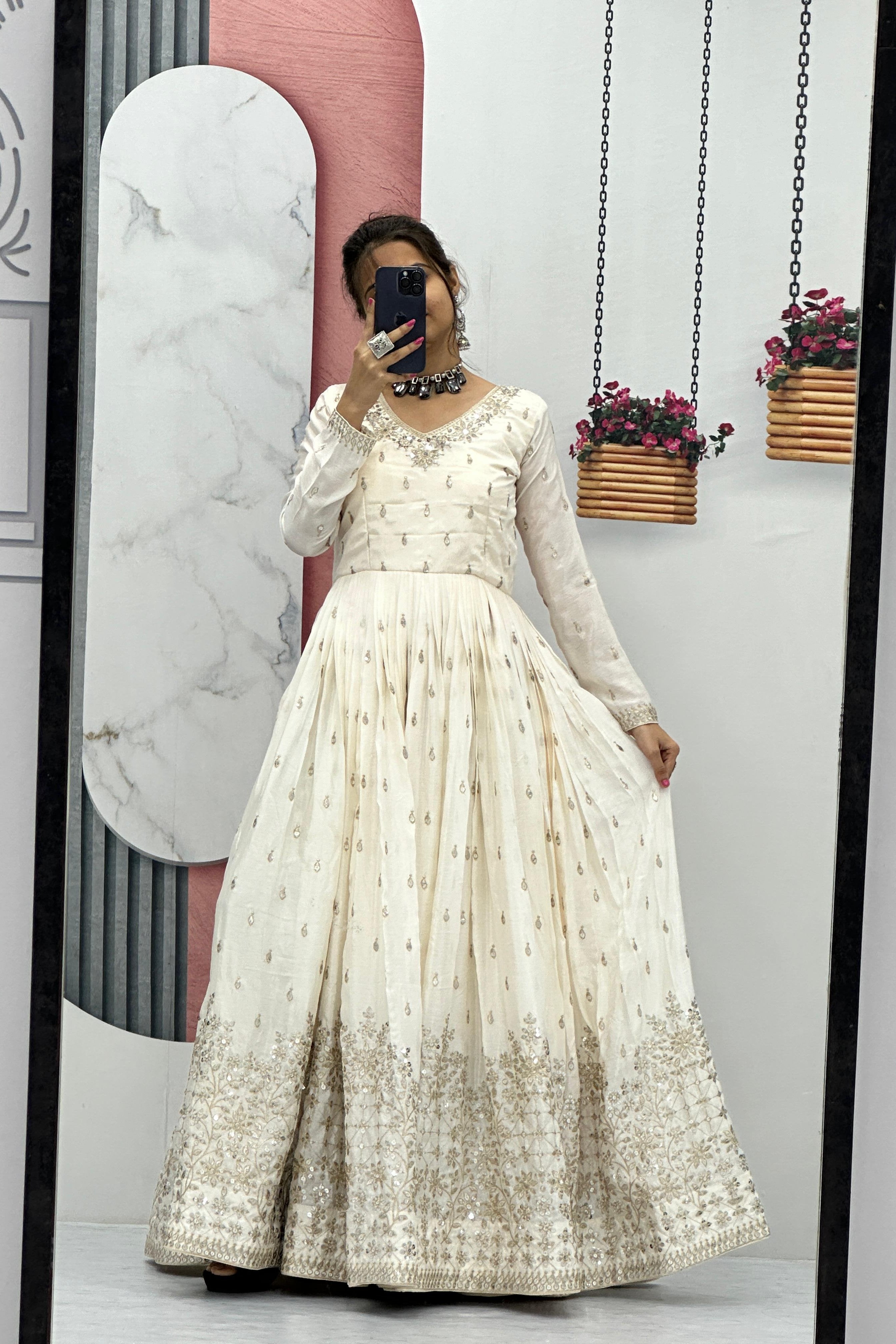 White Embroidered Lehenga Choli with Sequence Work