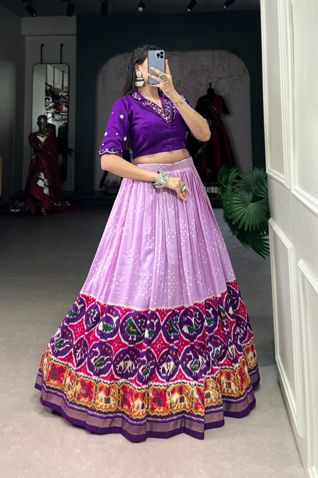 Heritage Grace Tussar Silk Bandhej Lehenga Choli