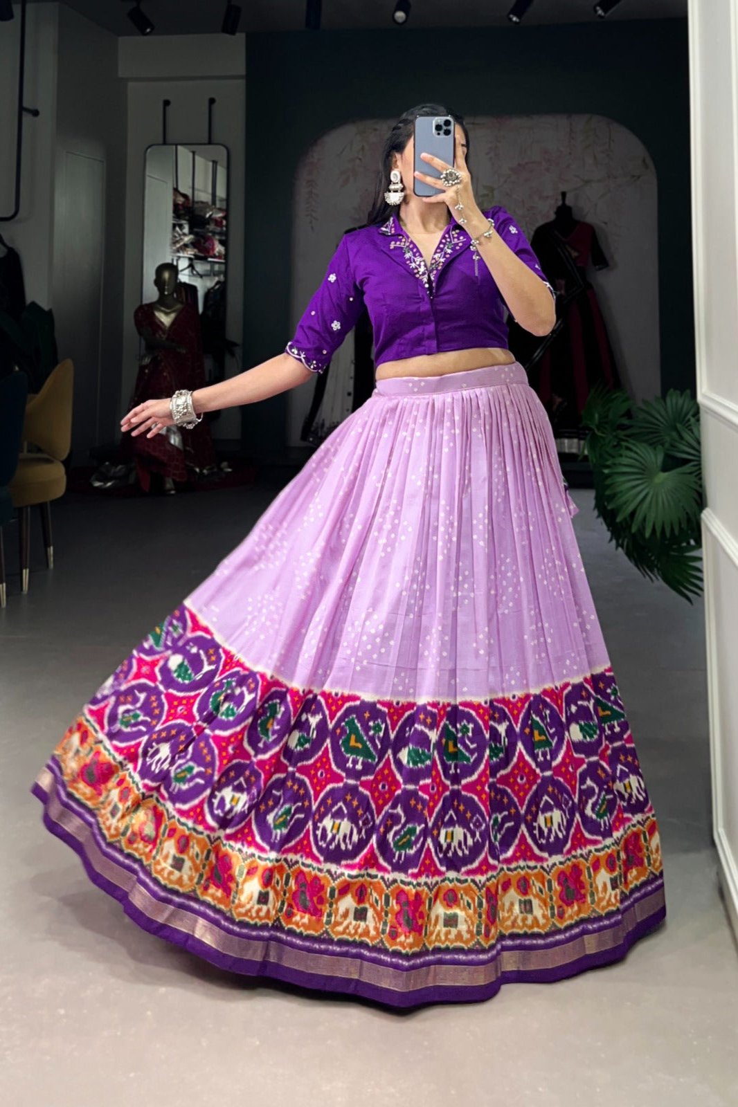 Heritage Grace Tussar Silk Bandhej Lehenga Choli