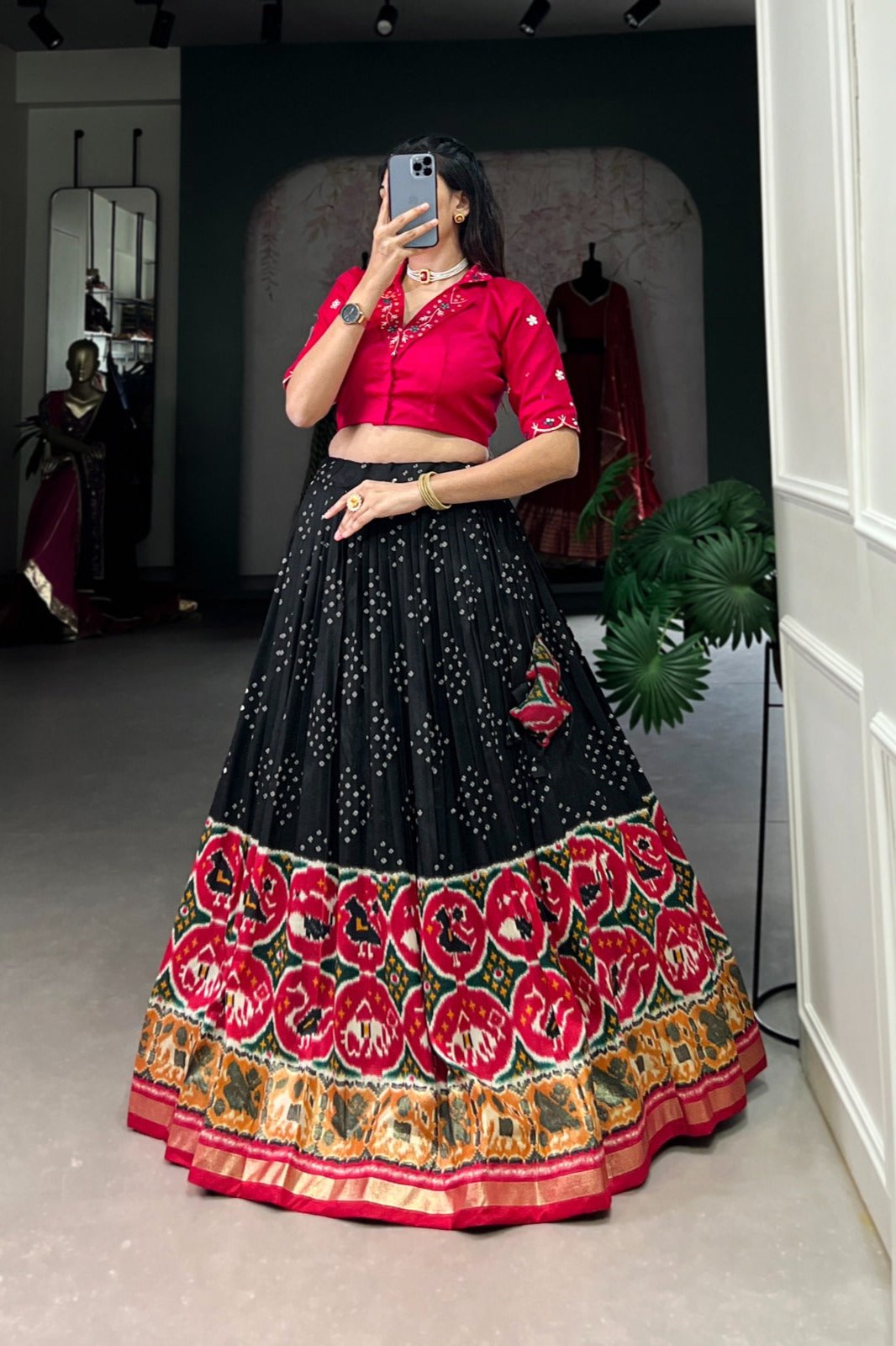 Heritage Grace Tussar Silk Bandhej Lehenga Choli