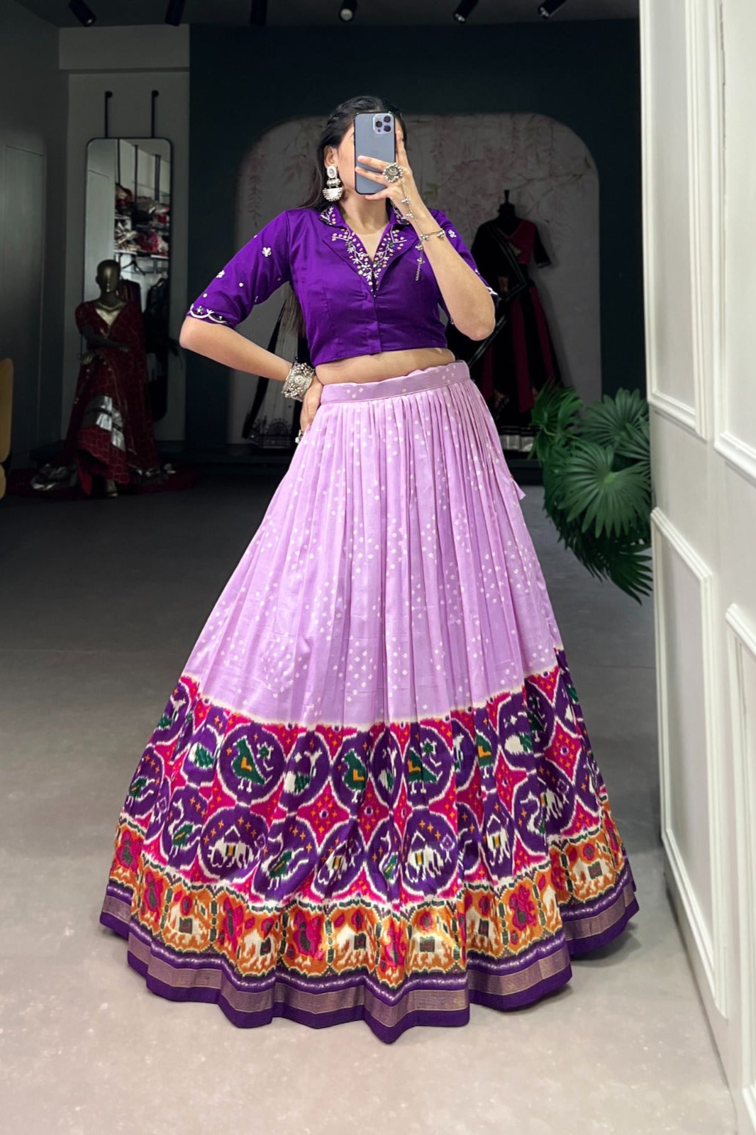Heritage Grace Tussar Silk Bandhej Lehenga Choli