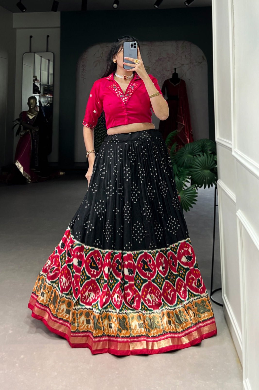 Heritage Grace Tussar Silk Bandhej Lehenga Choli