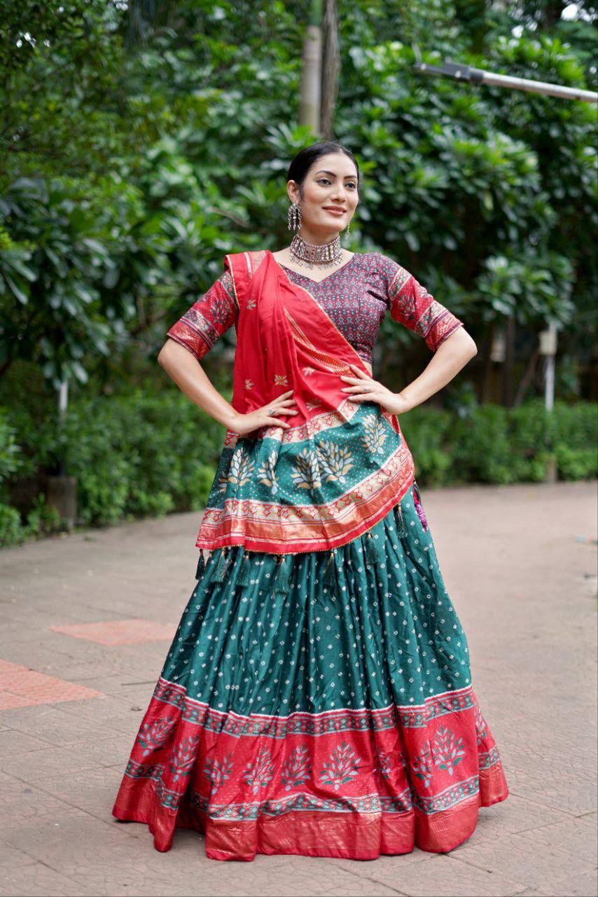 Elegance Dola Silk Printed Lehenga Choli with Embroidered Blouse