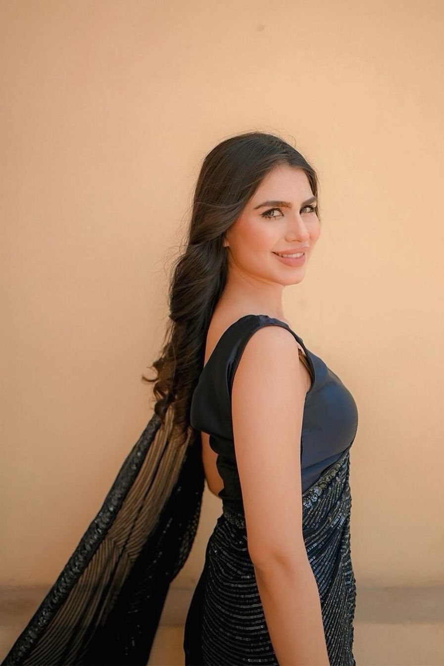 Elegance Black Saree with Sequins Embroidery and Lace Border