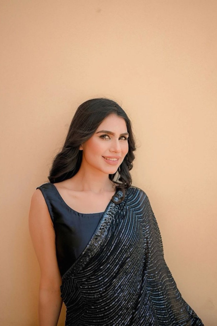 Elegance Black Saree with Sequins Embroidery and Lace Border
