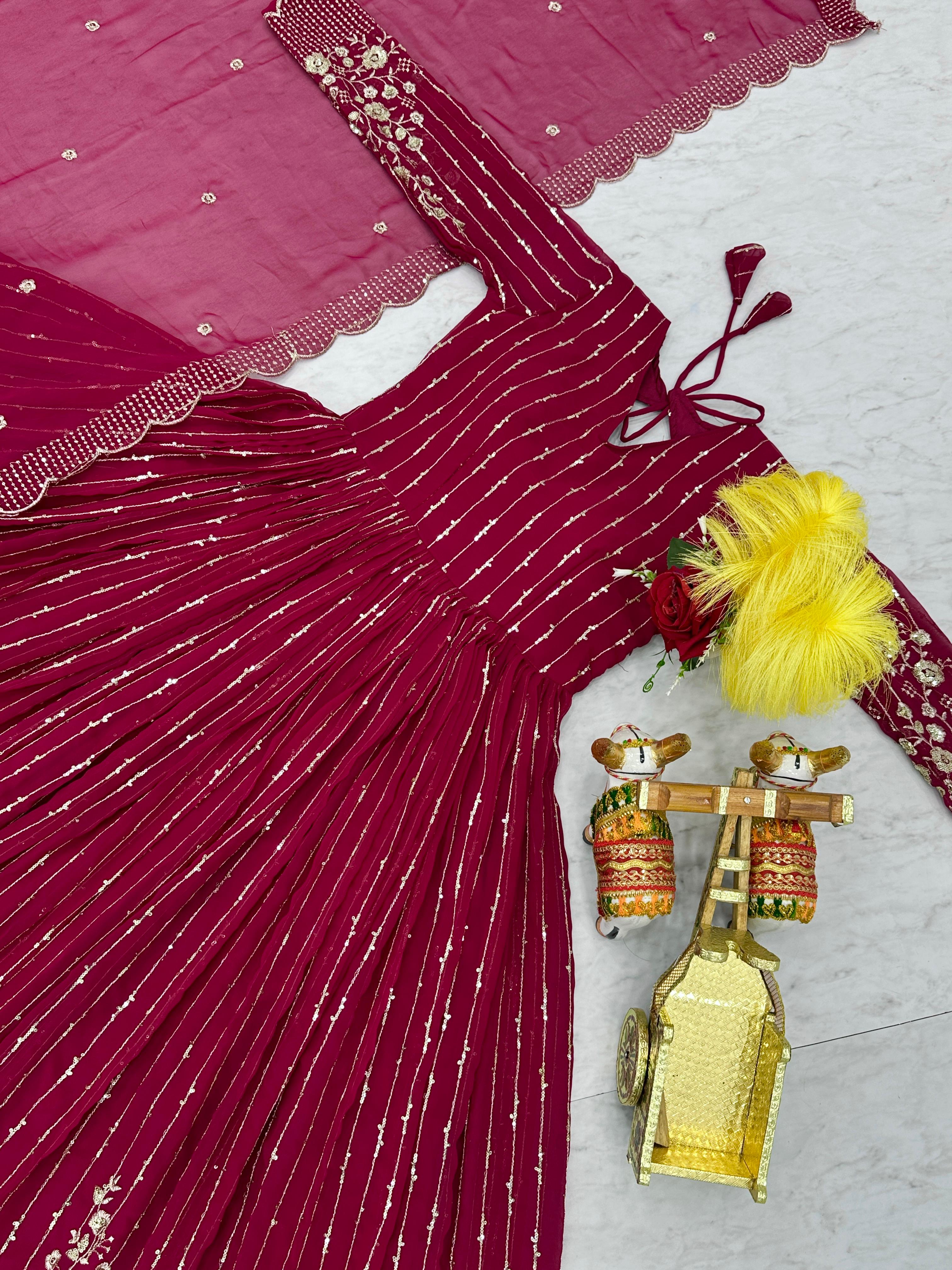 Blush Radiance Festive Long Gown with Dupatta