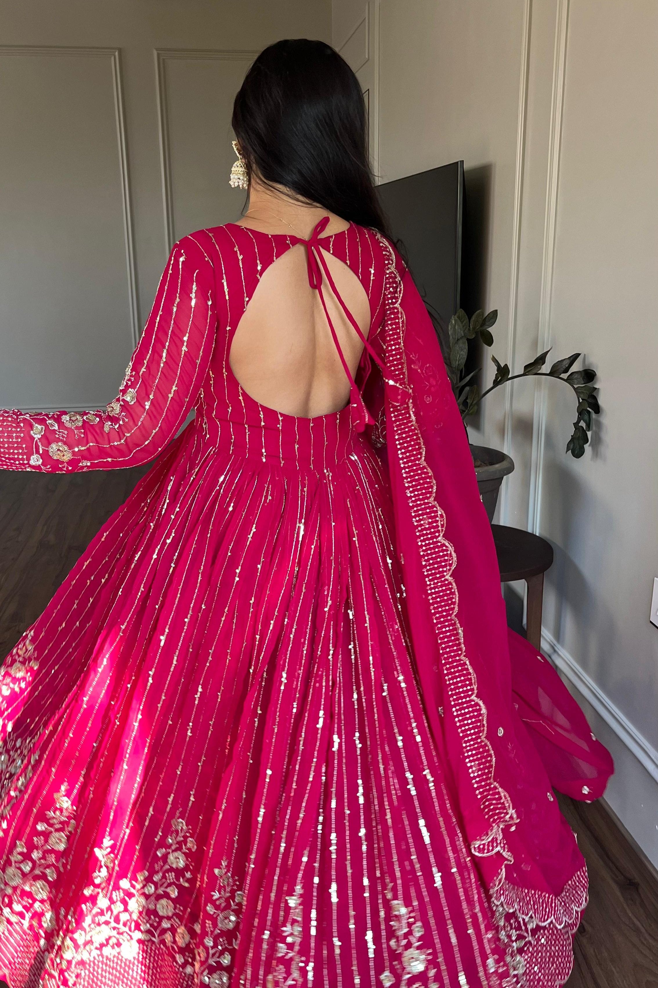Blush Radiance Festive Long Gown with Dupatta