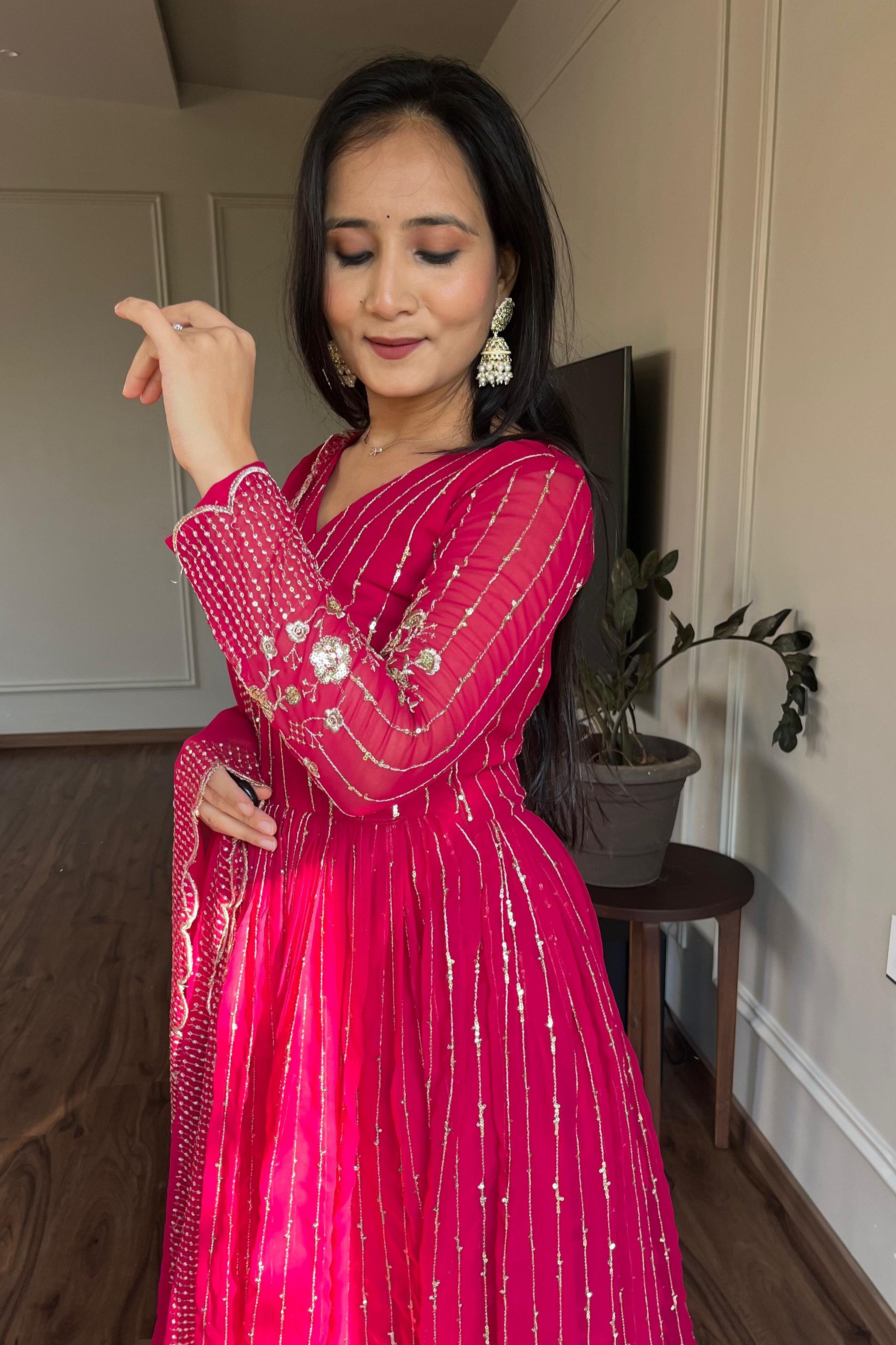 Blush Radiance Festive Long Gown with Dupatta