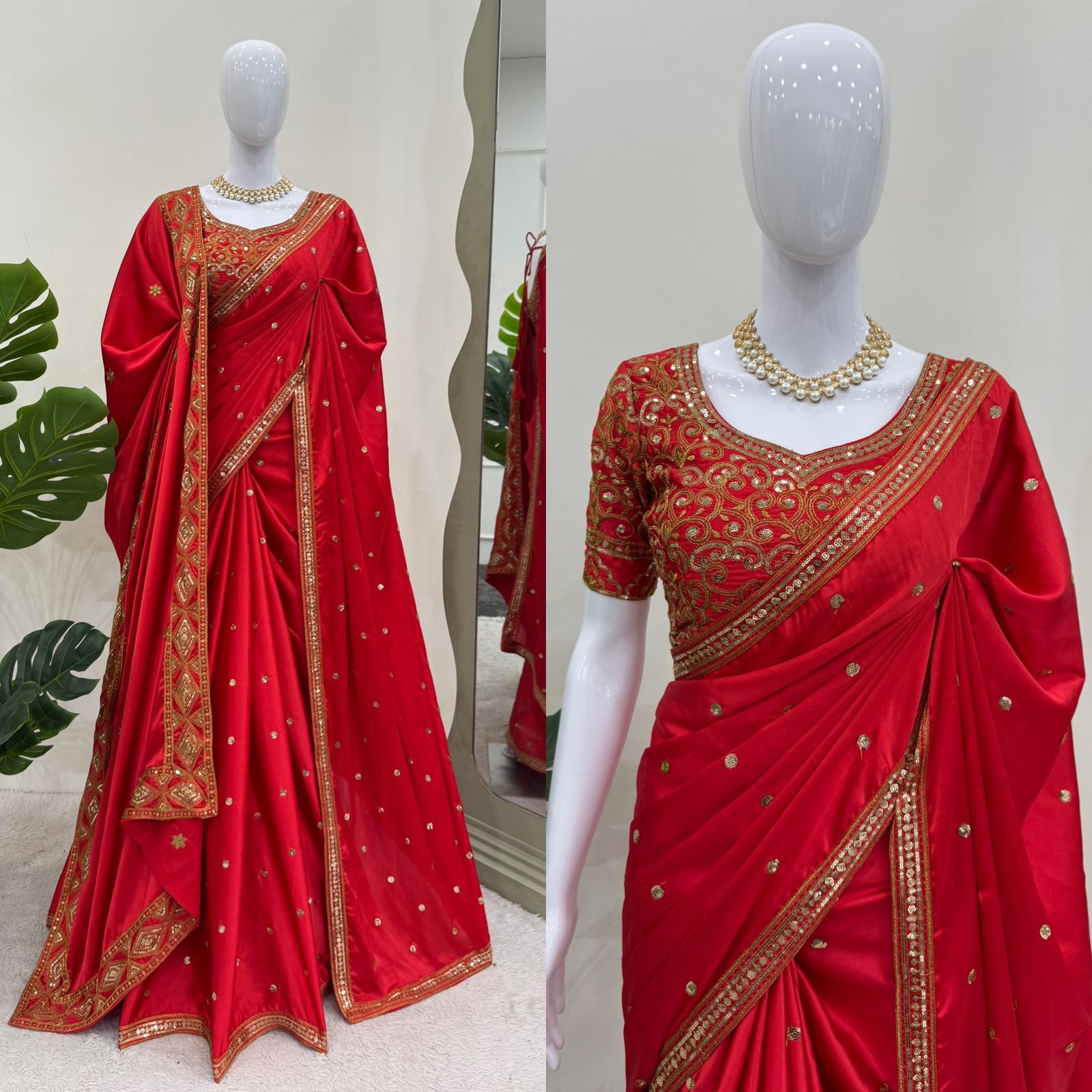Scarlet Elegance Designer Saree Set