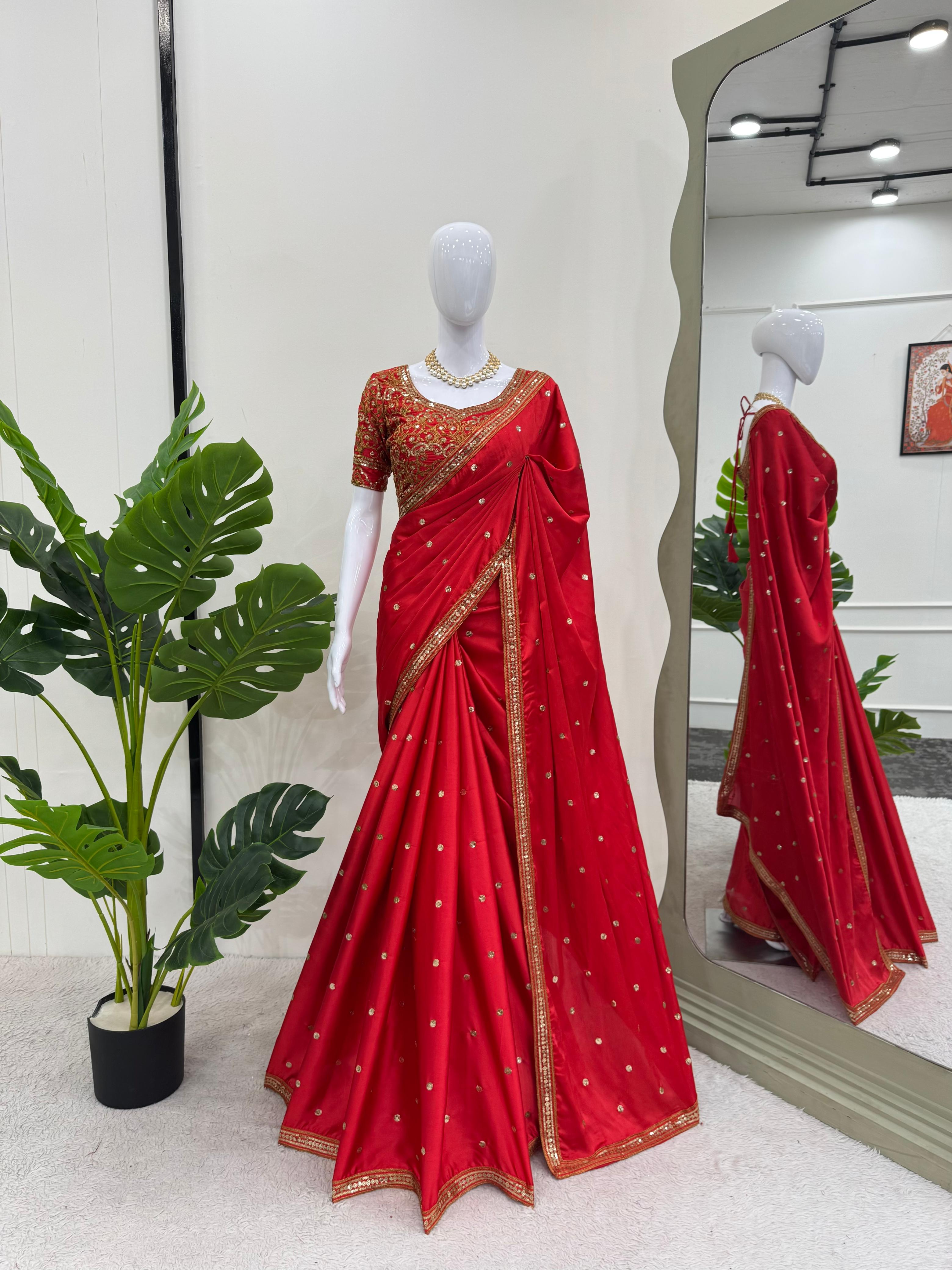 Scarlet Elegance Designer Saree Set