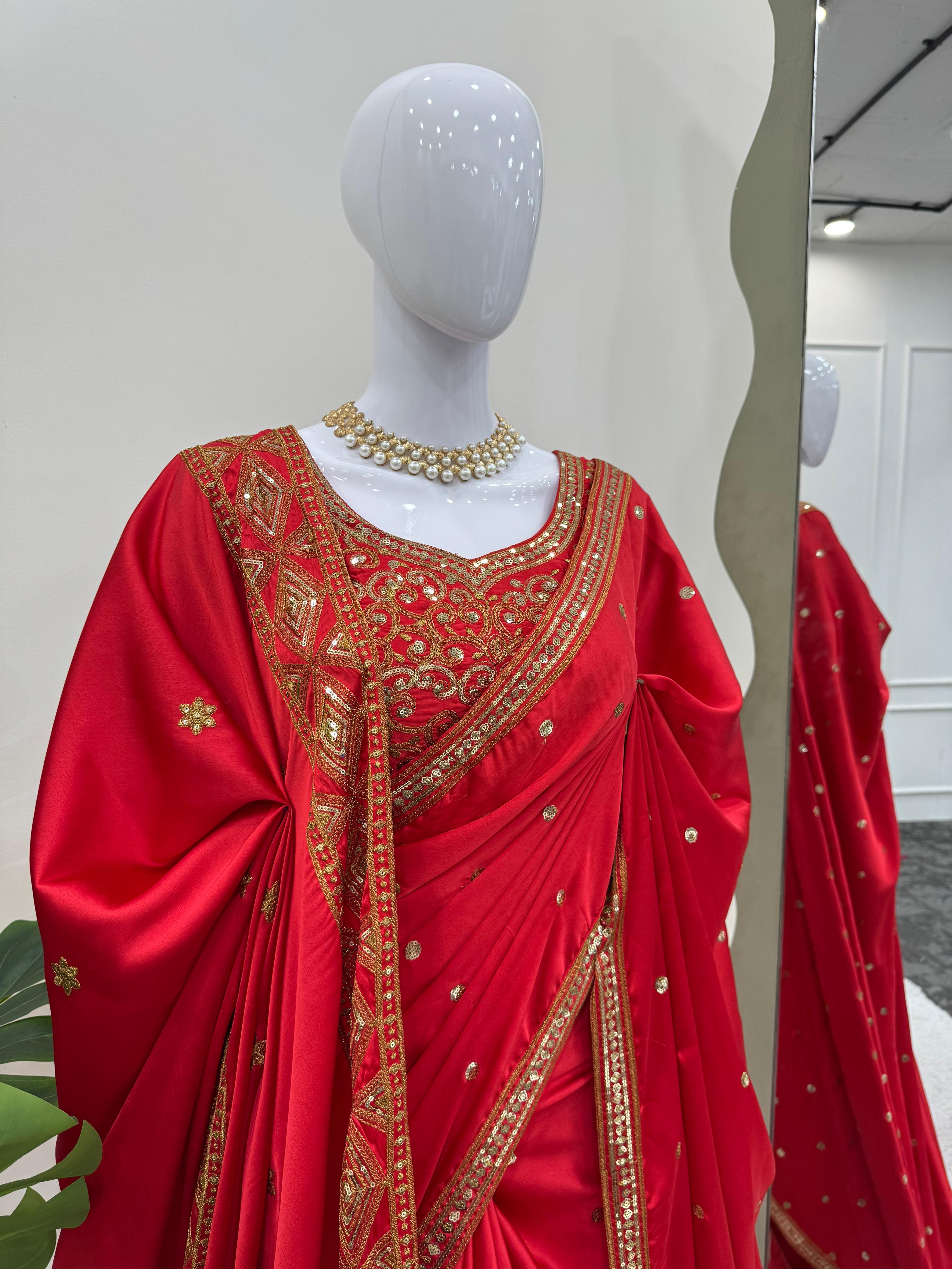 Scarlet Elegance Designer Saree Set