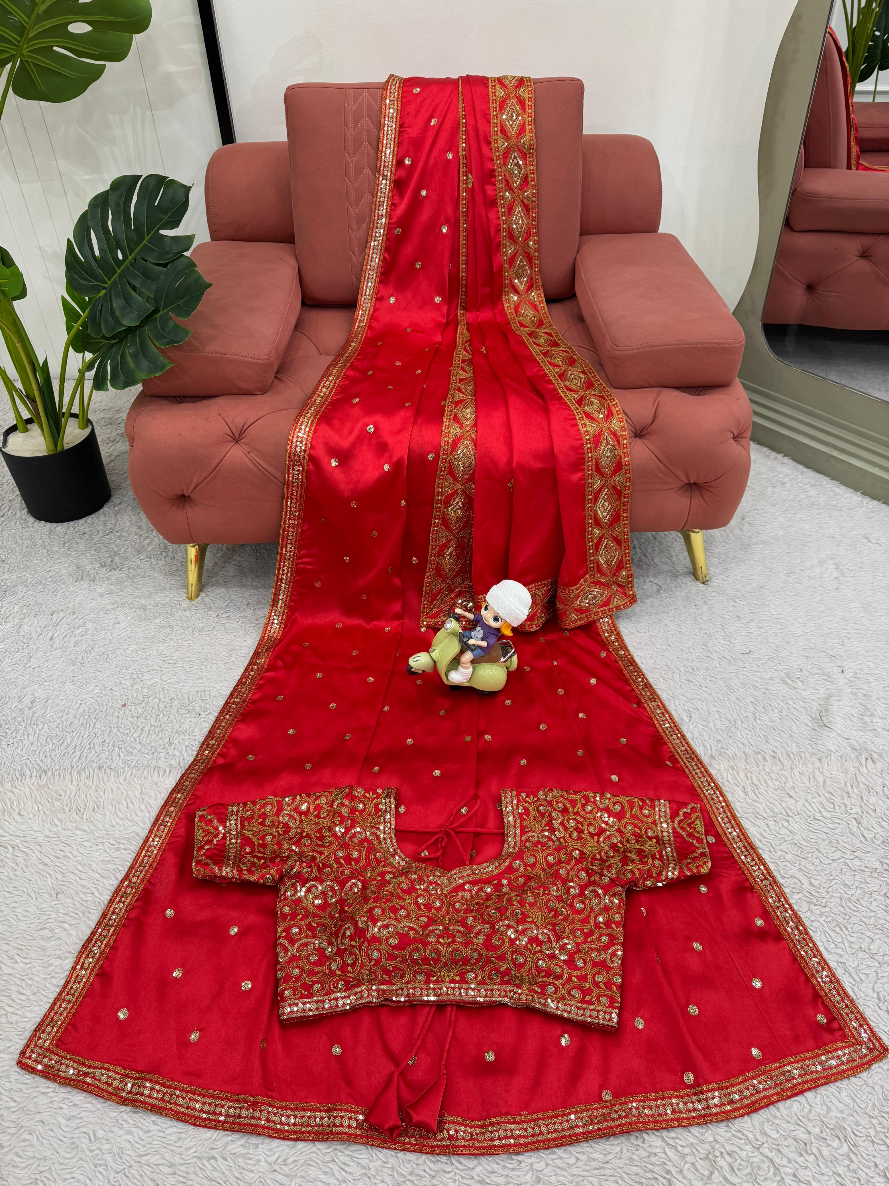 Scarlet Elegance Designer Saree Set