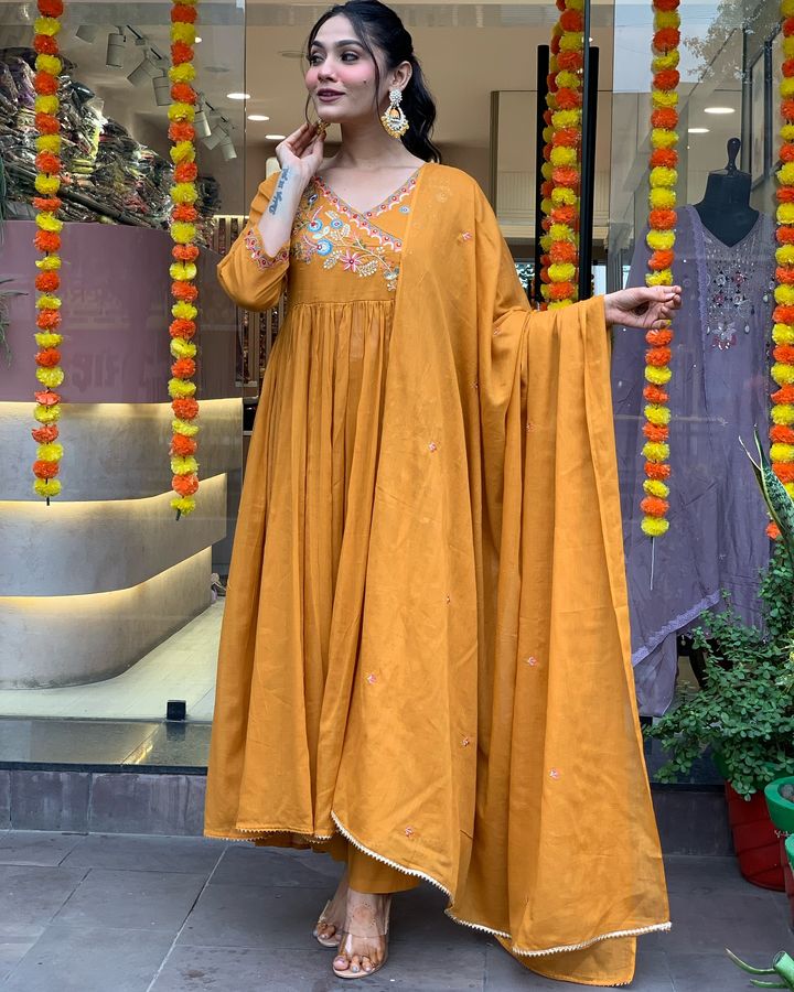 Viscose Chanderi Embroidery Suit Set