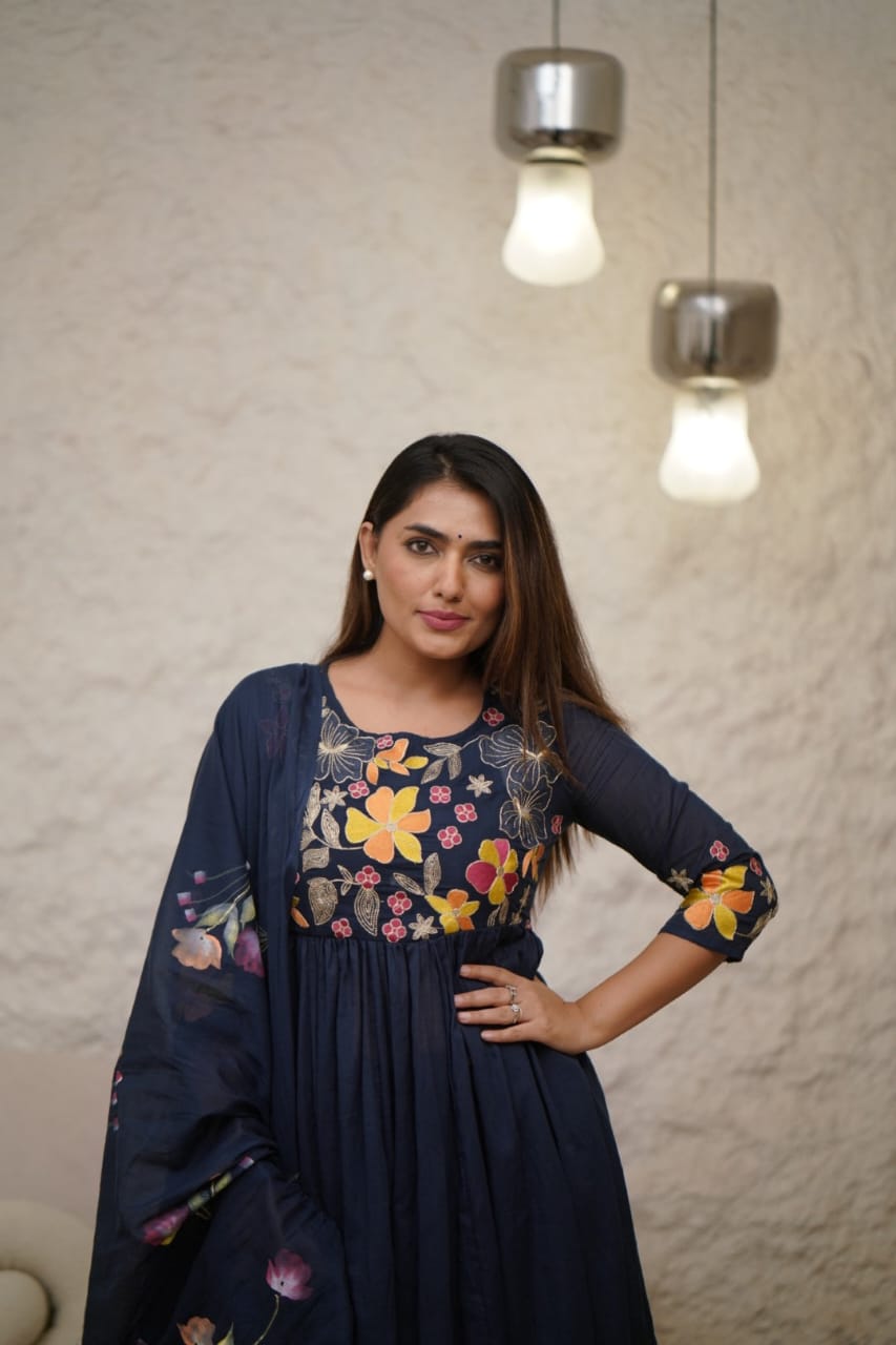 Anarkali Embroidered 3-Piece Suit Set
