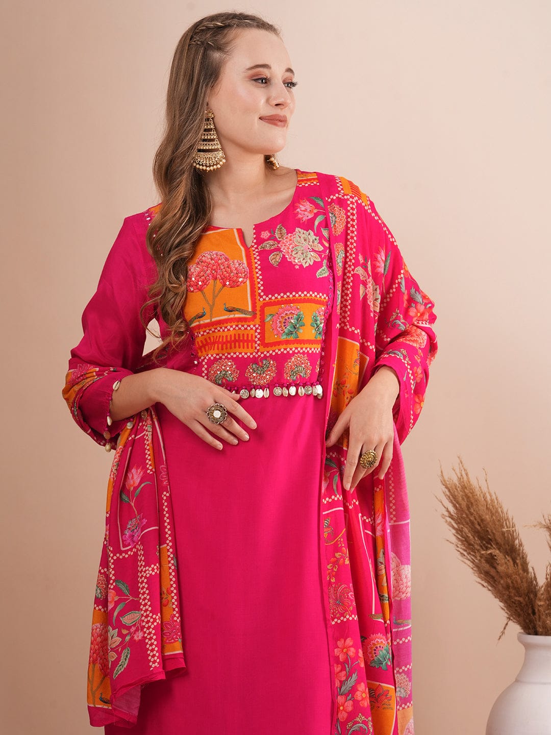 Rosy Grace Roman Silk Suit Set