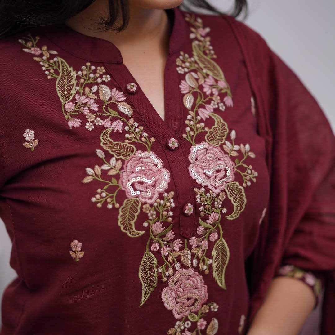 Scarlet Embroidery Cotton Suit Set