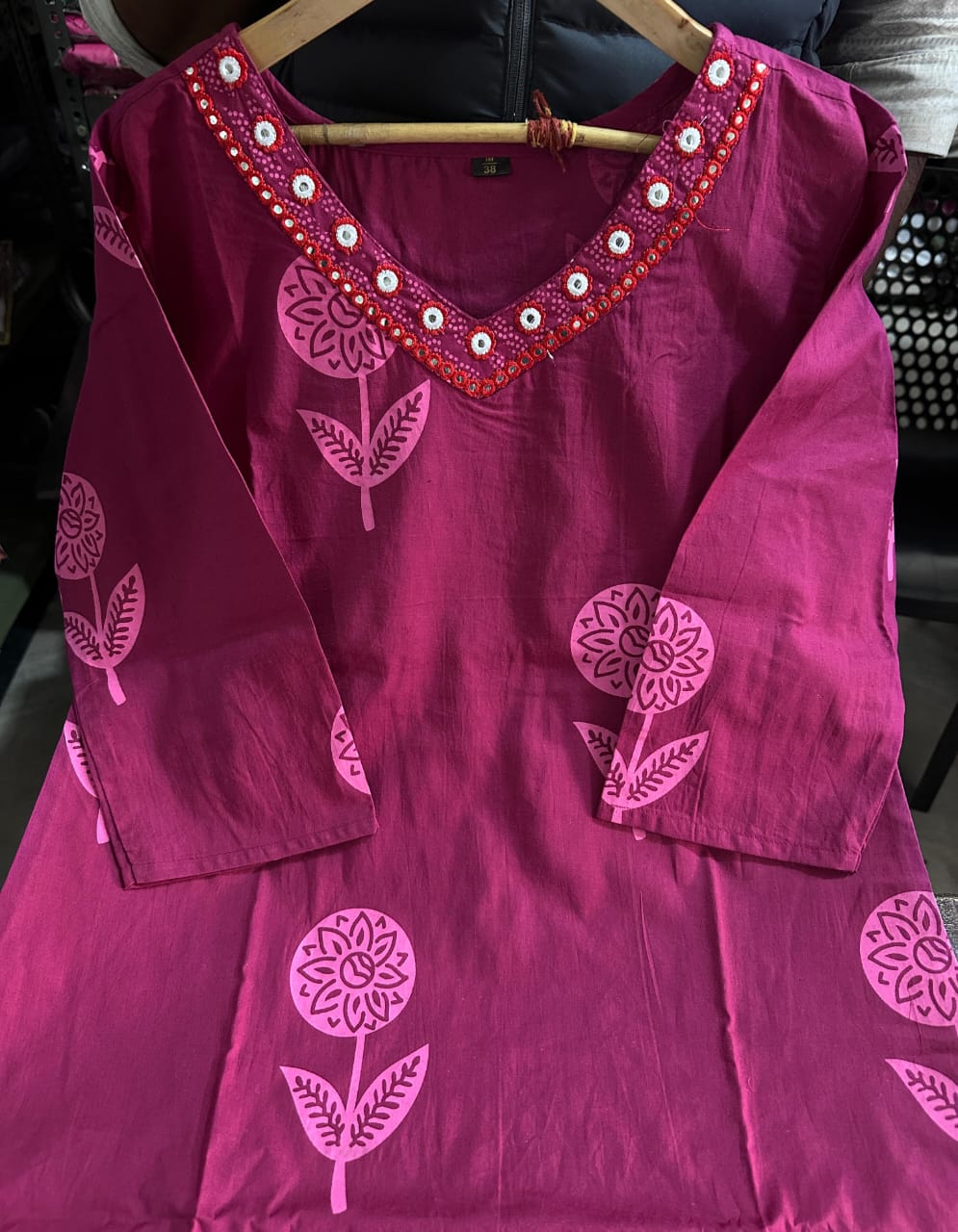 Elegance purple Cotton Embroidered Suit Set