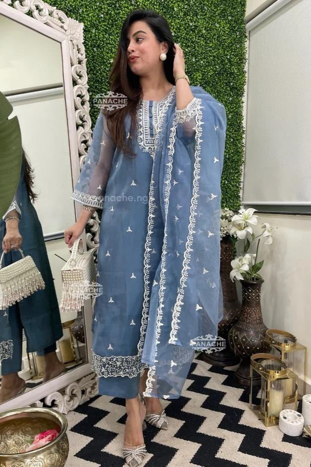 Heavy Organza Silk Embroidered Suit Set
