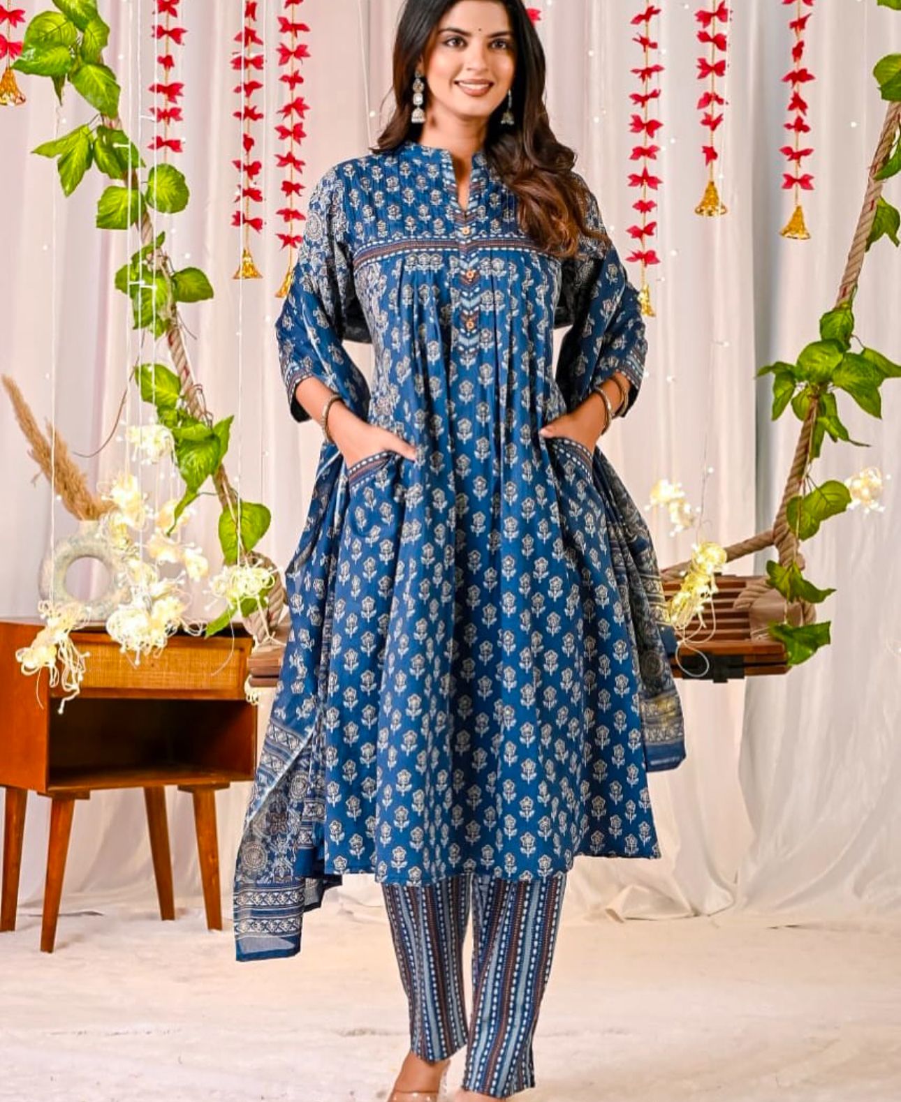 Royal Blue Chic A-Line Suit Set