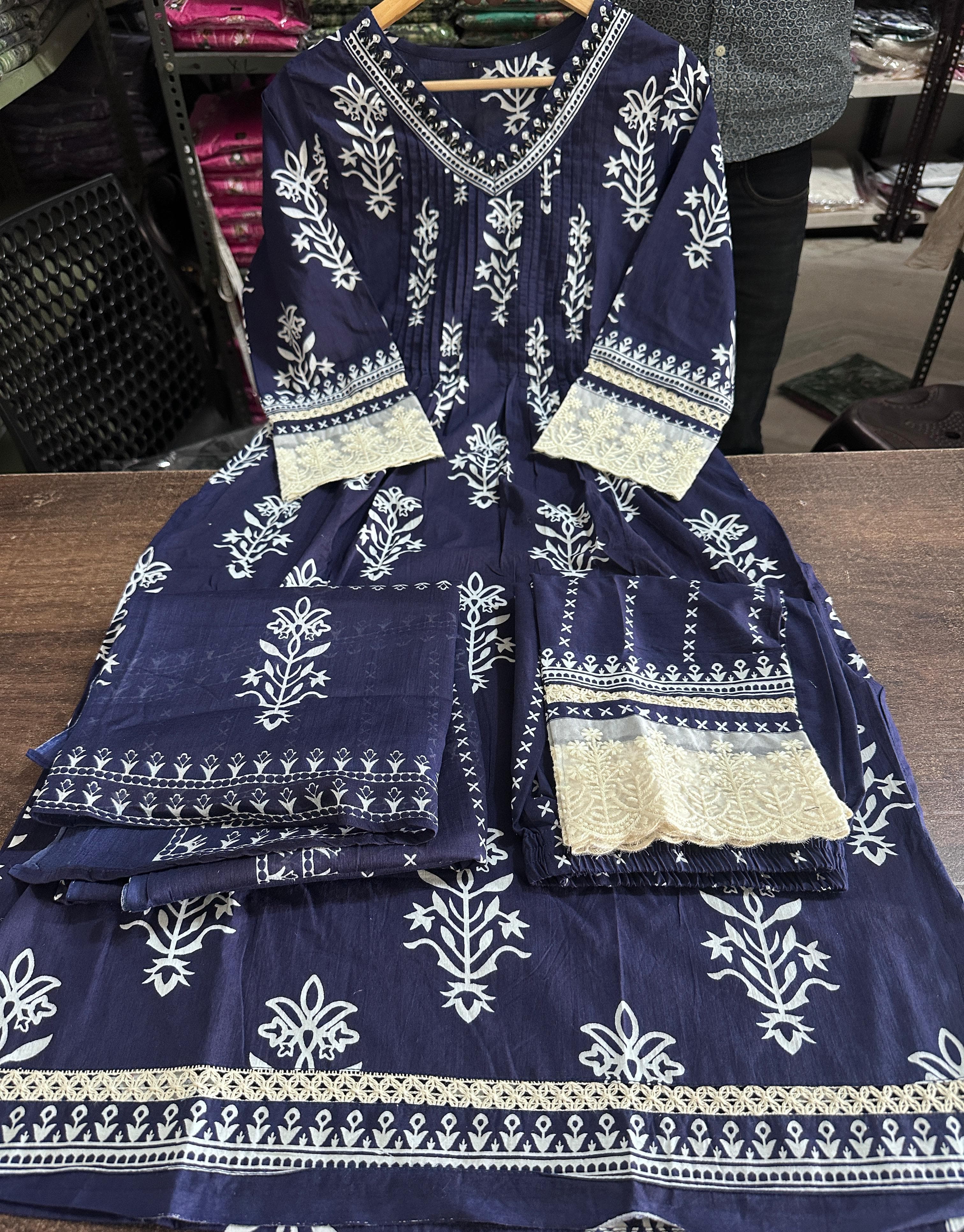 Beautiful V-Neck Grace Cotton Suit Set