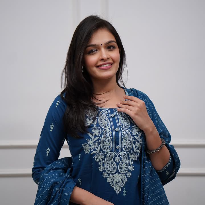 Royal Bloom Embroidered Cotton Suit Set